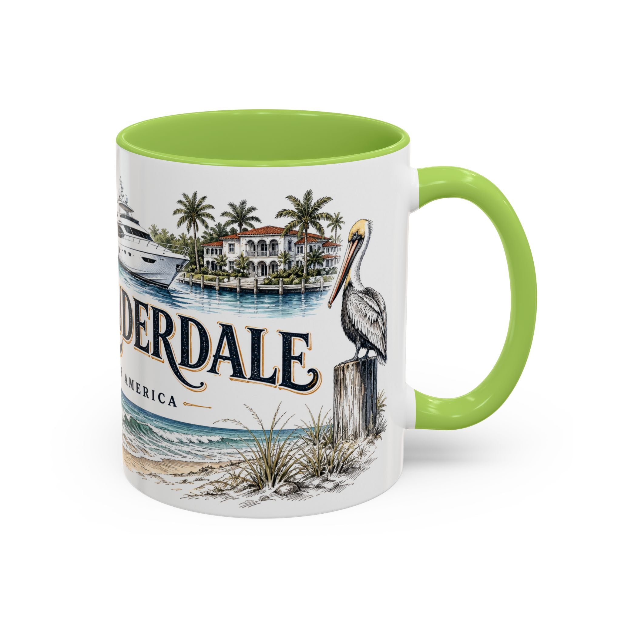 Fort Lauderdale Coffee Mug | United States Travel Souvenir | Vintage Illustrated City Gift | 11 oz 15 oz Accent Mug