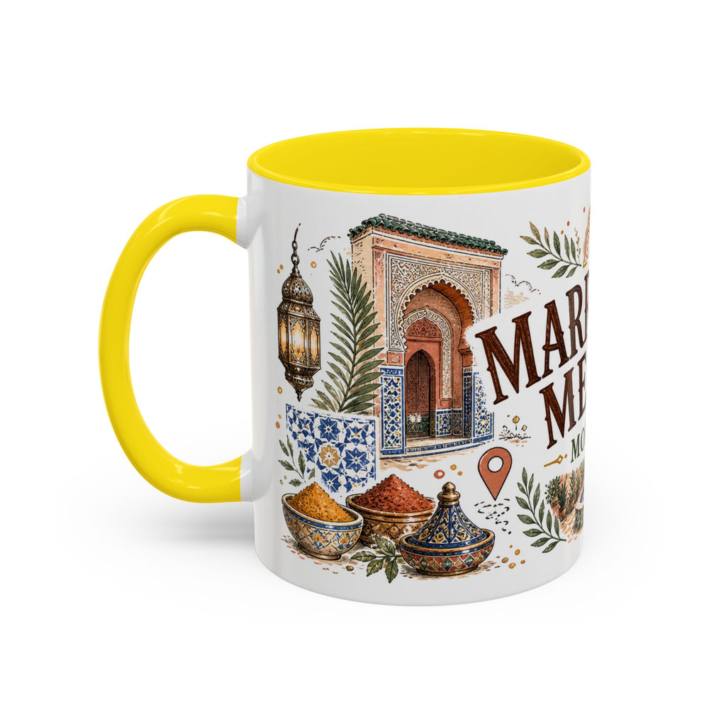 Marrakech Medina Coffee Mug | Travel Destination Souvenir Gift | Accent Color Ceramic 11oz 15oz