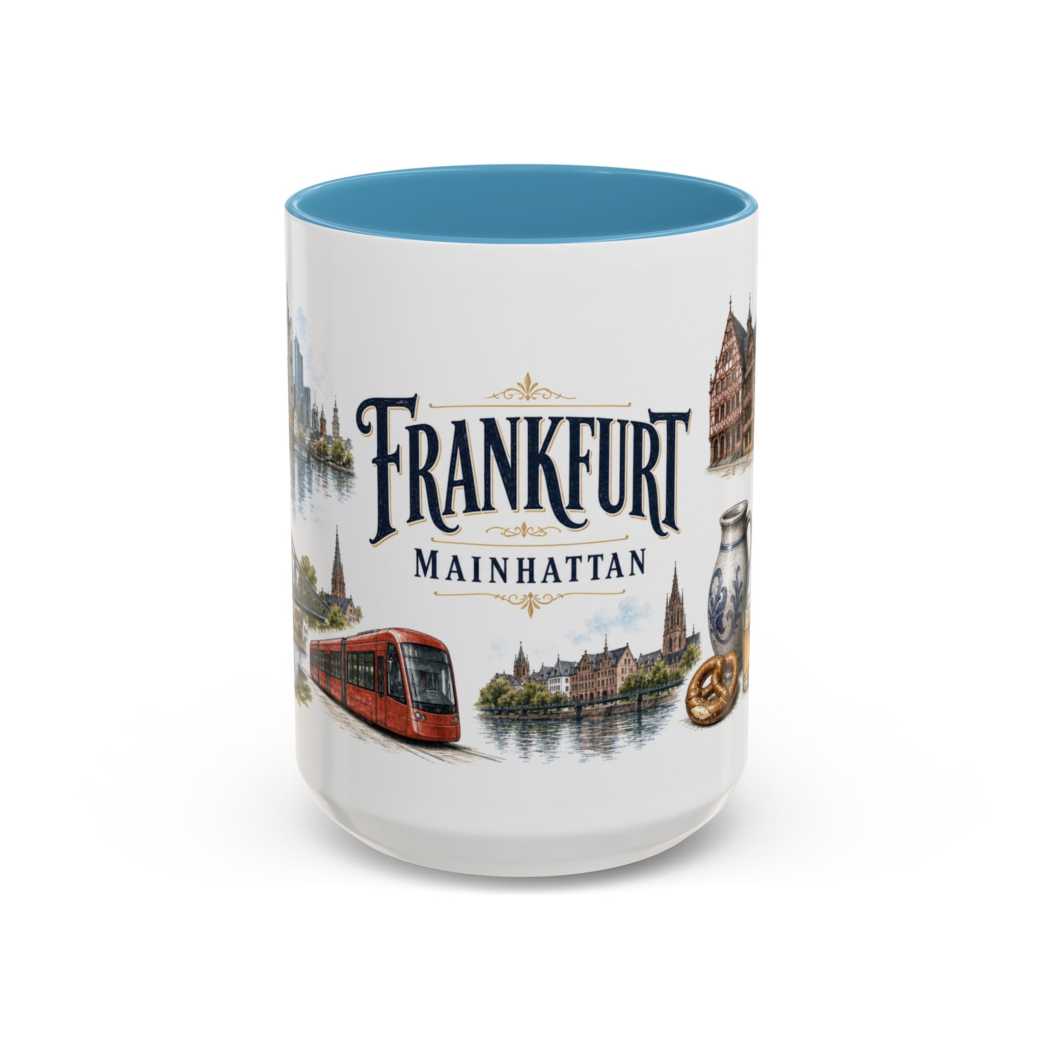 Frankfurt Coffee Mug | Germany Travel Souvenir | Vintage Illustrated City Gift | 11 oz 15 oz Accent Mug