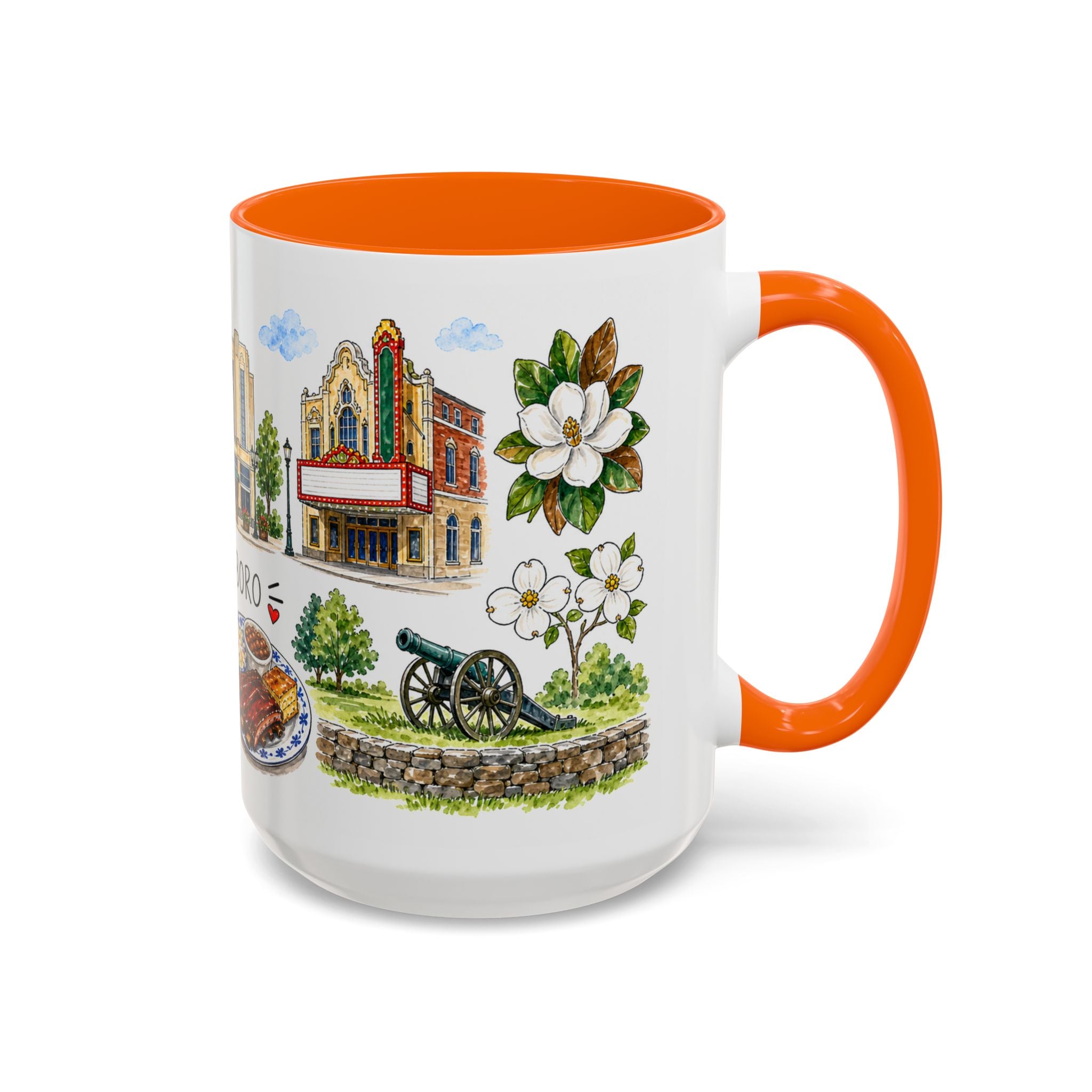 Greensboro Illustrated Travel Mug | City Souvenir Accent Coffee Mug | 11oz 15oz Ceramic Cup