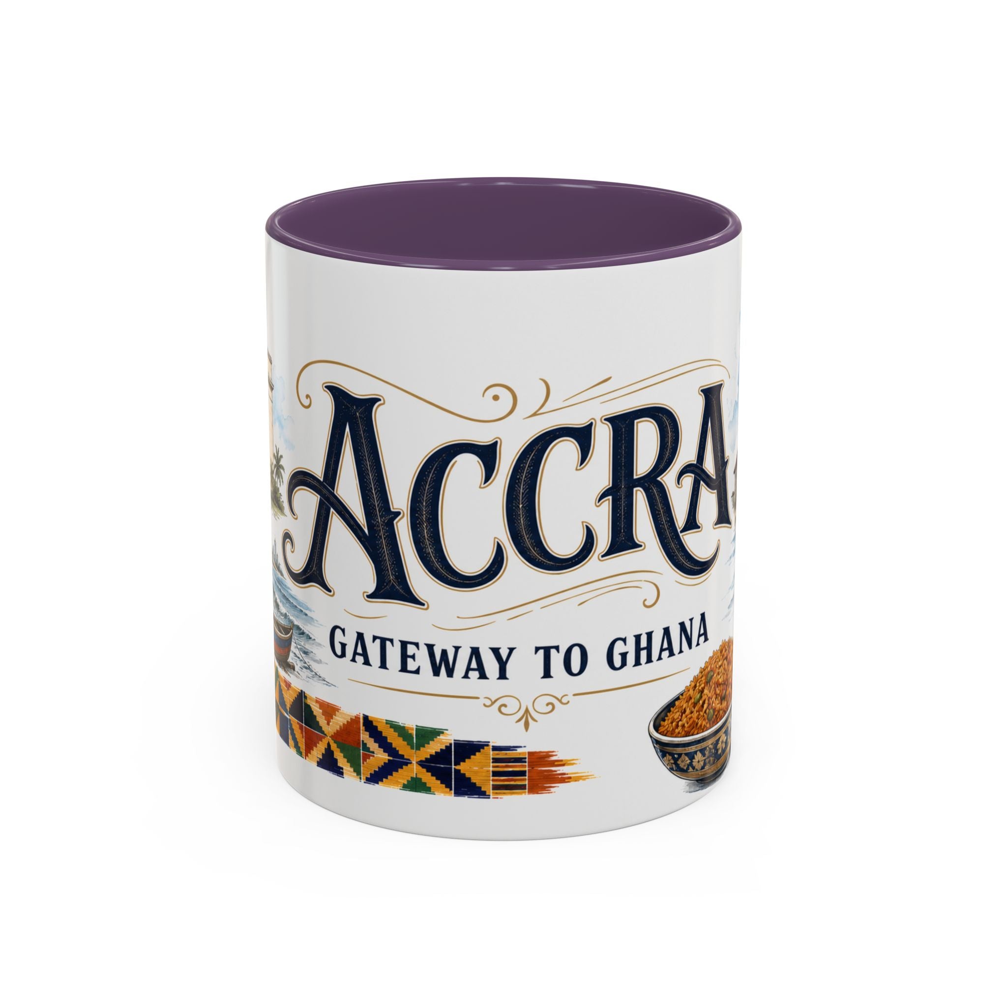 Accra Coffee Mug | Ghana Travel Souvenir | Vintage Illustrated City Gift | 11 oz 15 oz Accent Mug