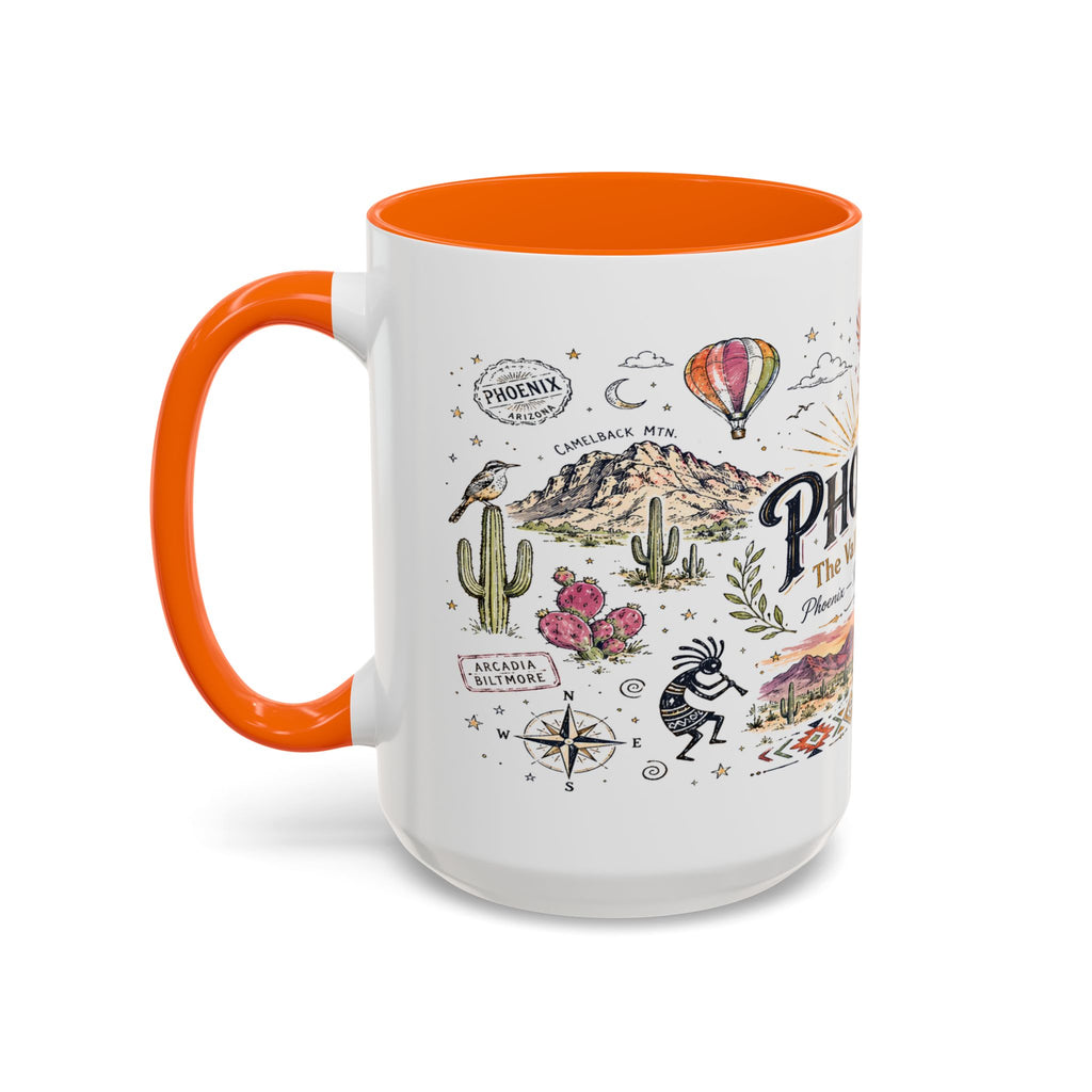 Phoenix Coffee Mug | Arizona Souvenir City Gift | Accent Color Ceramic 11oz 15oz