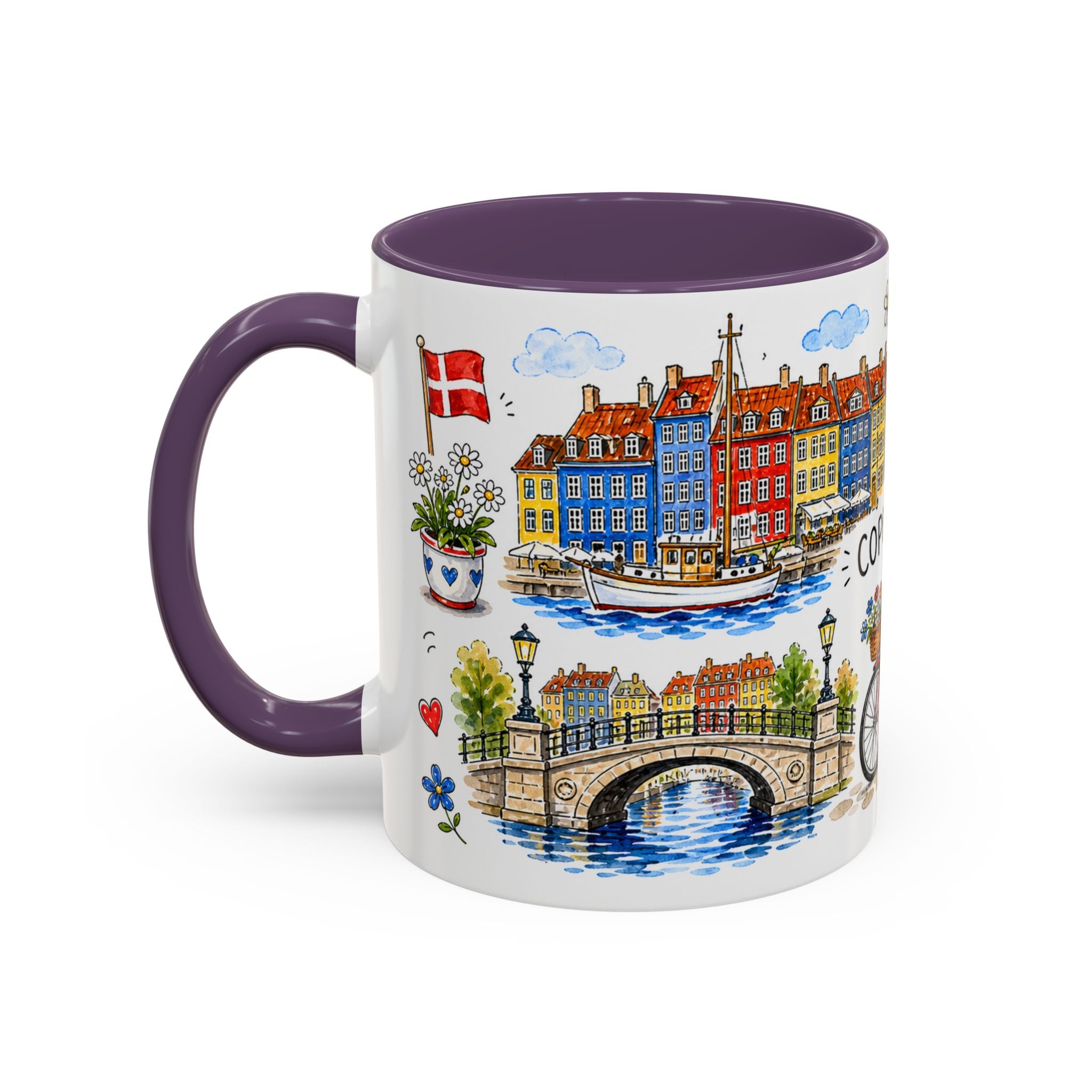 Copenhagen Travel Mug | European City Souvenir Accent Coffee Mug | 11oz 15oz Ceramic Cup