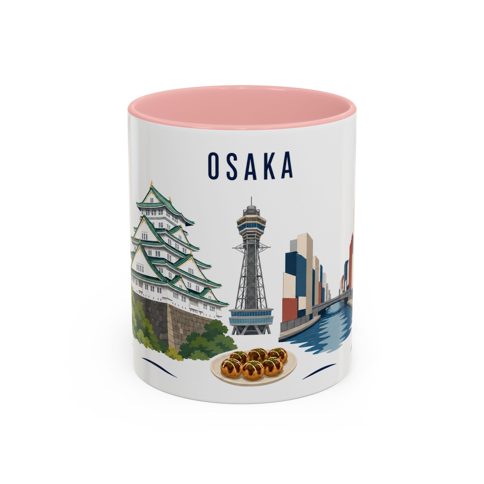 Osaka Coffee Mug | Japan Travel Souvenir | Porcelain Decal City Gift | 11oz 15oz Accent Mug
