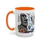 Easter Island Coffee Mug | Travel Destination Souvenir Gift | Accent Color Ceramic 11oz 15oz