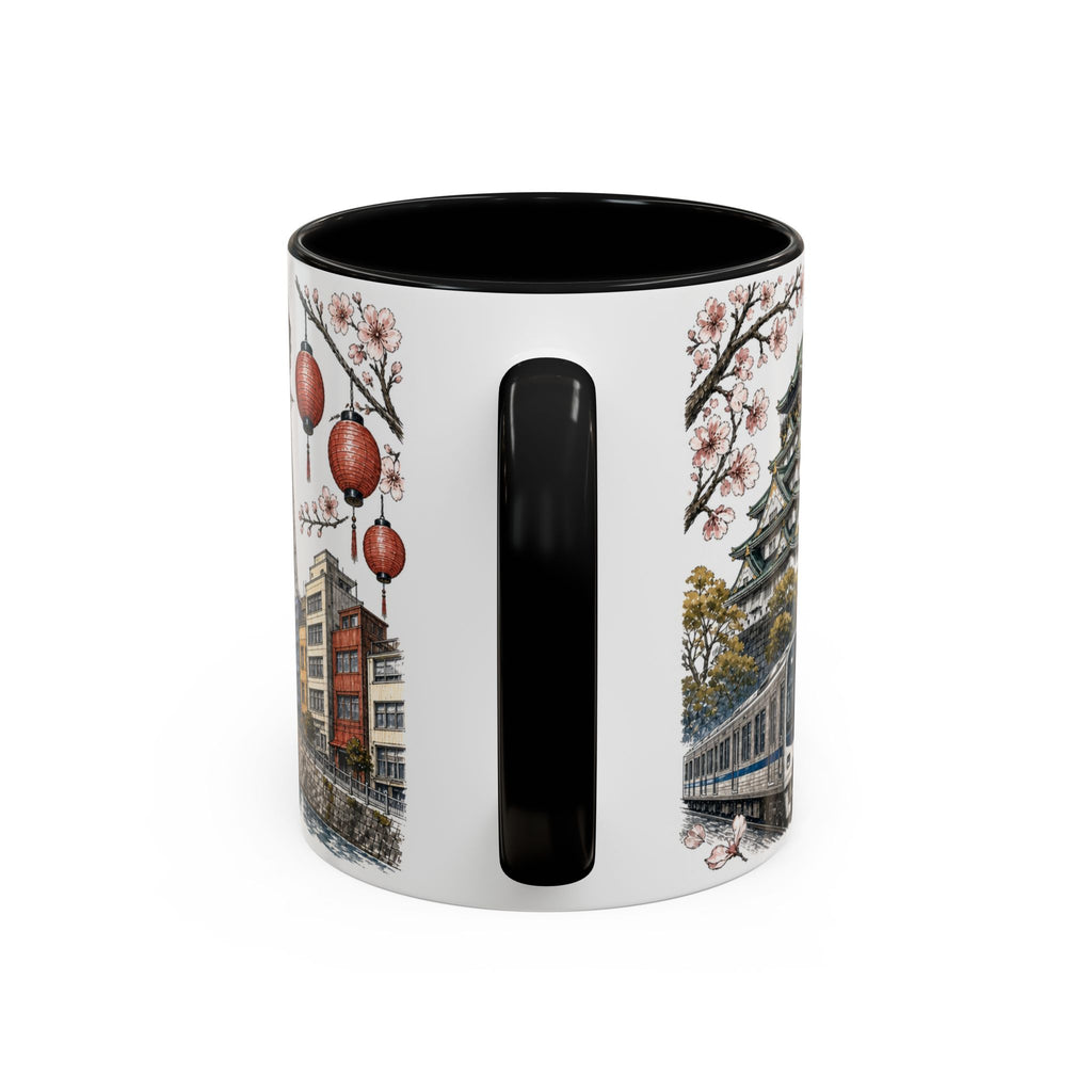 Osaka Coffee Mug | Japan Travel Souvenir | Vintage Illustrated City Gift | 11 oz 15 oz Accent Mug