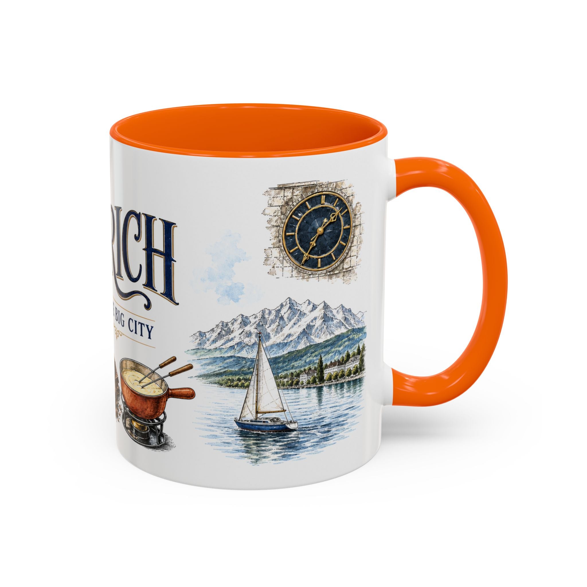 Zurich Coffee Mug | Switzerland Travel Souvenir | Vintage Illustrated City Gift | 11 oz 15 oz Accent Mug