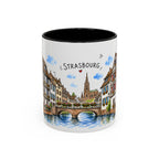 Strasbourg Illustrated Travel Mug | France Souvenir Accent Coffee Mug | 11oz 15oz Ceramic Cup