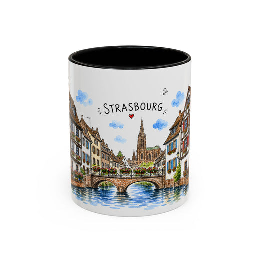 Strasbourg Illustrated Travel Mug | France Souvenir Accent Coffee Mug | 11oz 15oz Ceramic Cup