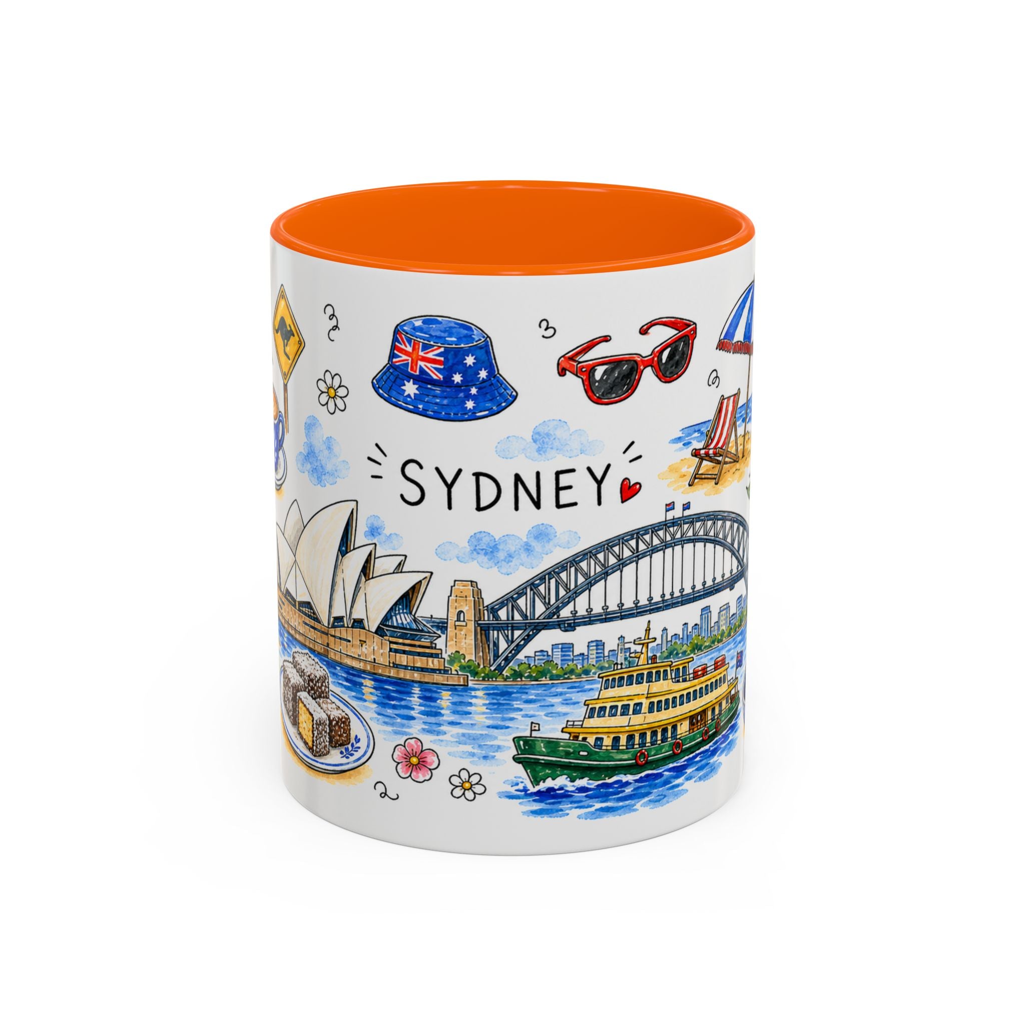 Sydney Illustrated Travel Mug | City Souvenir Accent Coffee Mug | 11oz 15oz Ceramic Cup