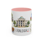 Raleigh Illustrated Travel Mug | City Souvenir Accent Coffee Mug | 11oz 15oz Ceramic Cup