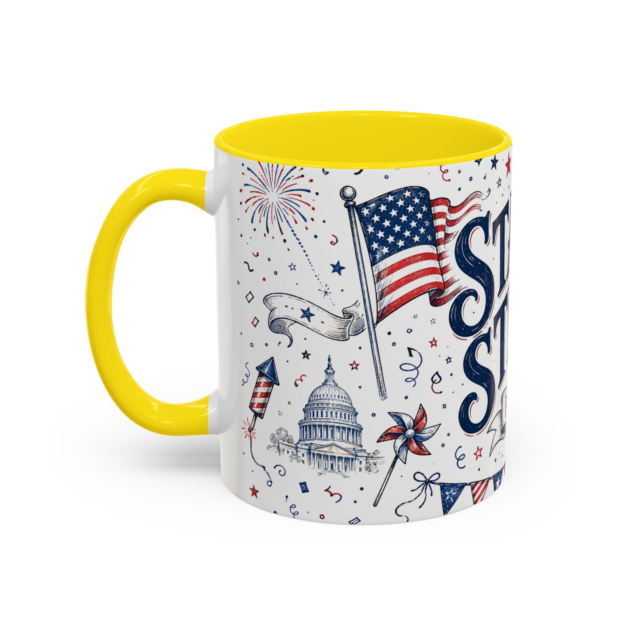 Stars and Stripes Forever Coffee Mug | Patriotic 4th of July Gift | Accent Color Ceramic 11oz 15oz