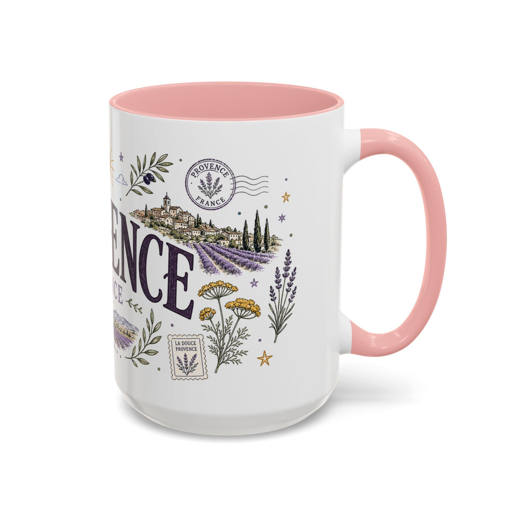 Provence Coffee Mug | Travel Destination Souvenir Gift | Accent Color Ceramic 11oz 15oz