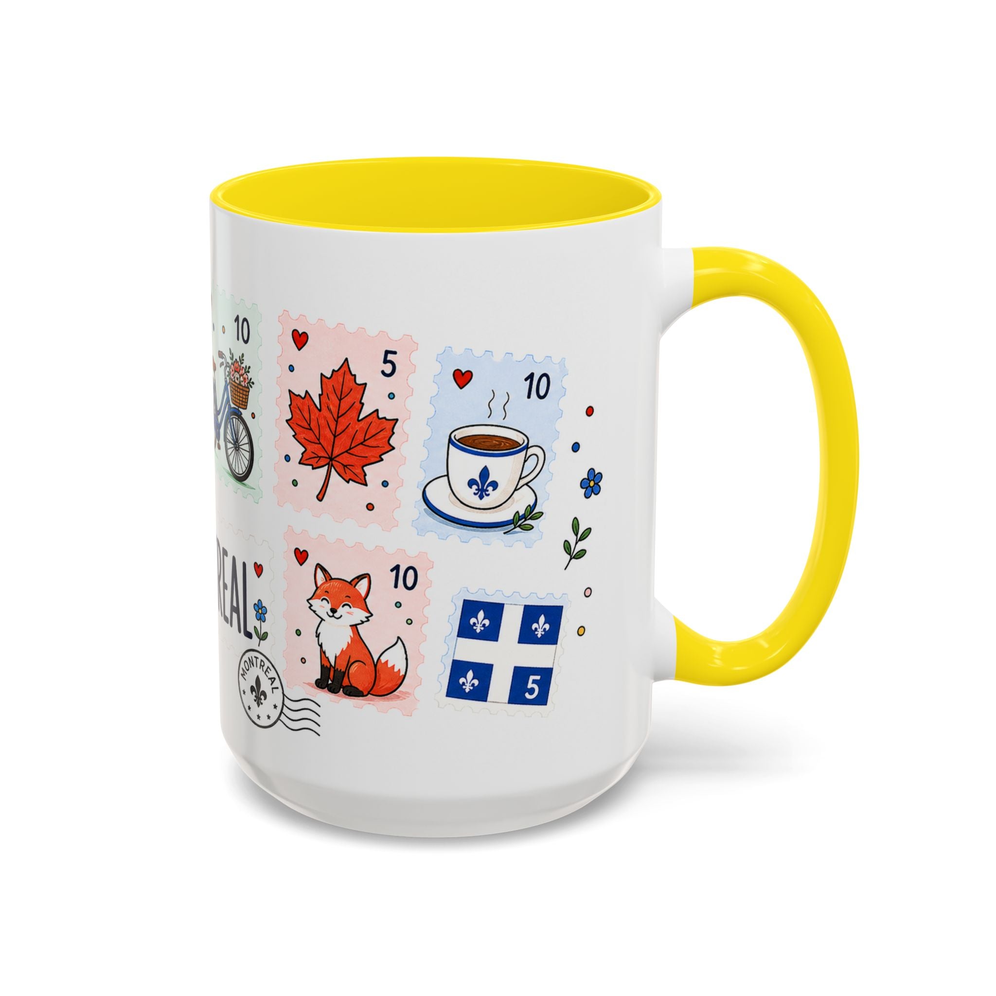 Montreal Coffee Mug | Postage Stamp Collage Mug | Travel Souvenir Accent Cup 11oz 15oz