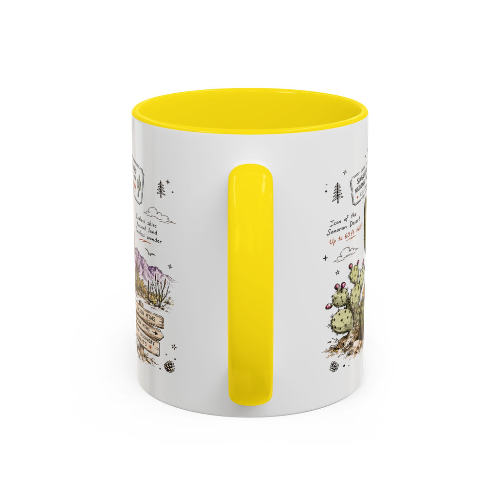Saguaro National Park Coffee Mug | Arizona Desert Cactus Sunset Gift | Accent Color Ceramic 11oz 15oz