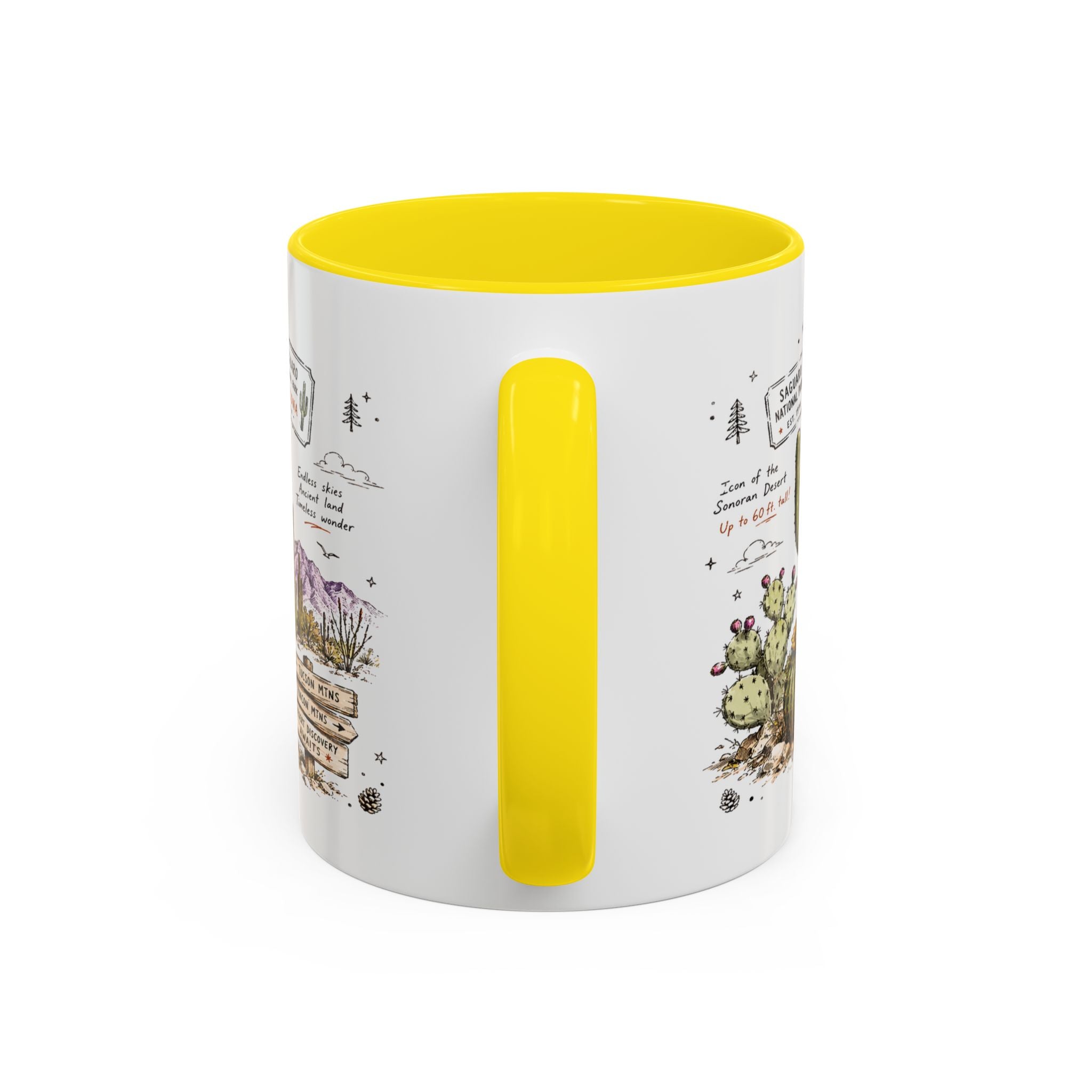 Saguaro National Park Coffee Mug | Arizona Desert Cactus Sunset Gift | Accent Color Ceramic 11oz 15oz