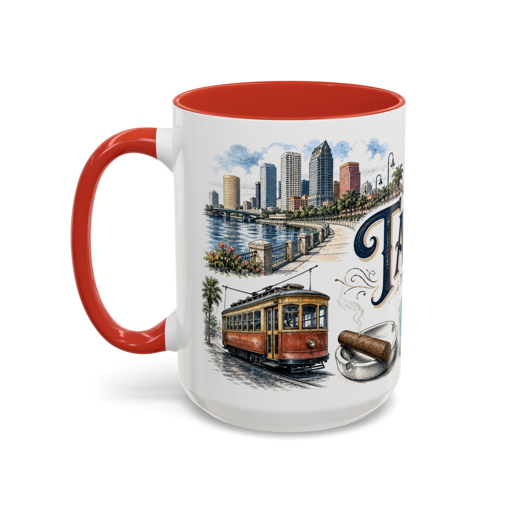 Tampa Coffee Mug | United States Travel Souvenir | Vintage Illustrated City Gift | 11 oz 15 oz Accent Mug