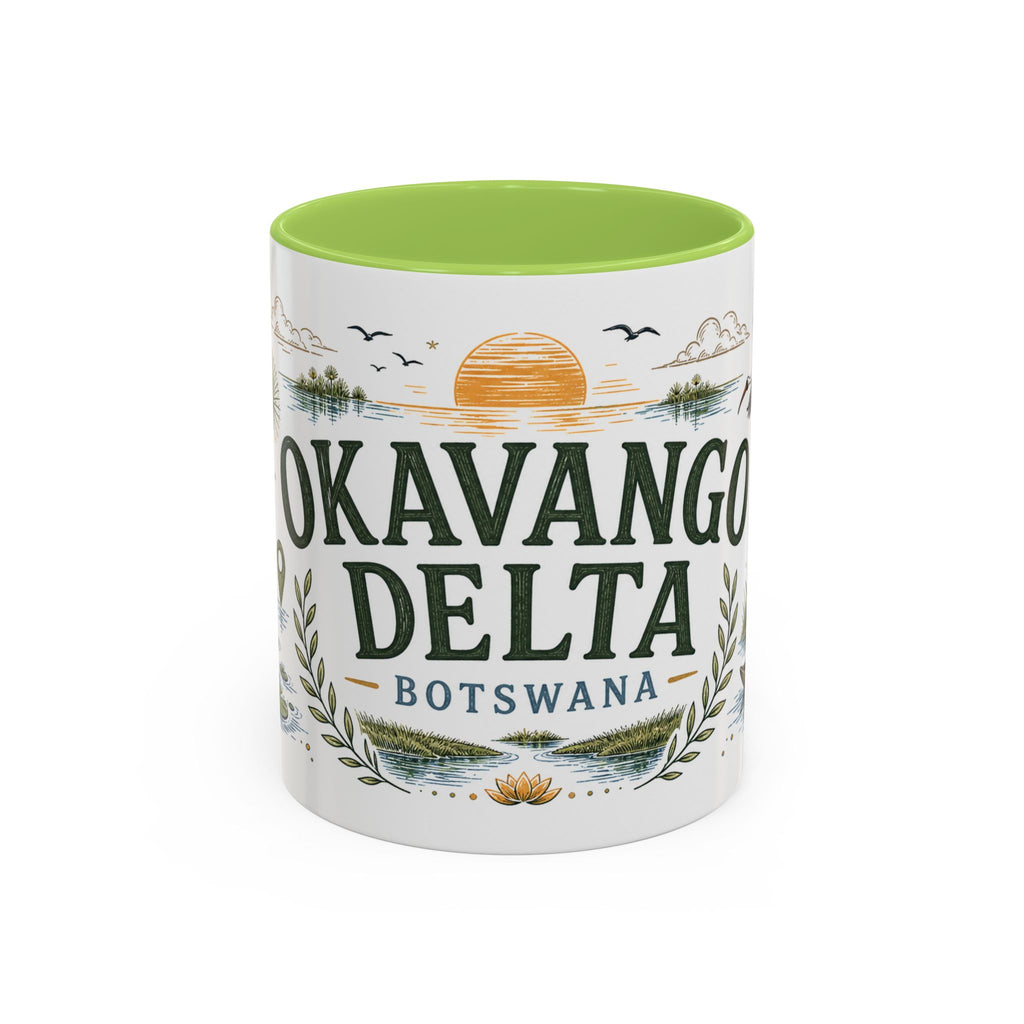 Okavango Delta Coffee Mug | Travel Destination Souvenir Gift | Accent Color Ceramic 11oz 15oz