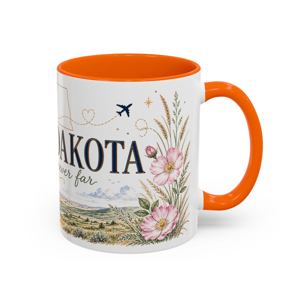 North Dakota State Map Mug | Prairie Rose Botanical Accent Coffee Cup