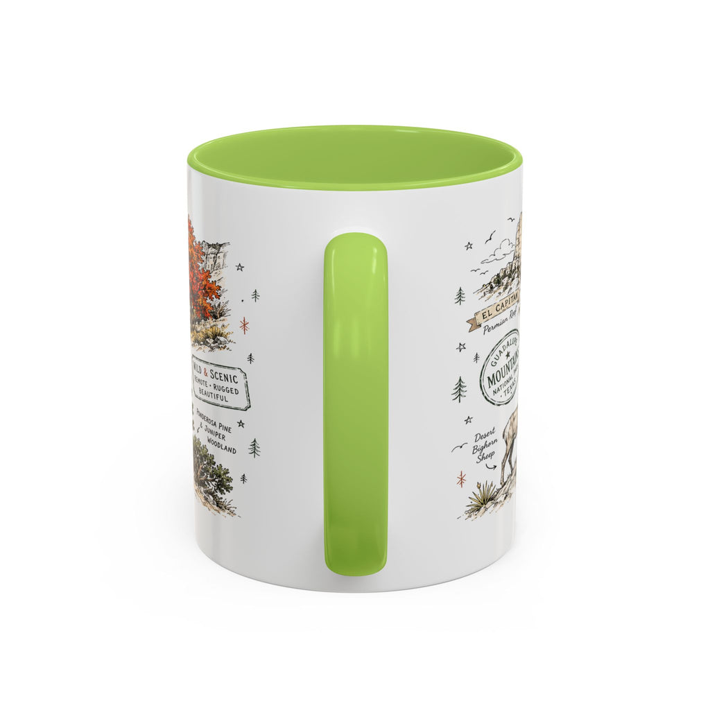 Guadalupe Mountains National Park Coffee Mug | Texas Desert Peaks Hiking Gift | Accent Color Ceramic 11oz 15oz