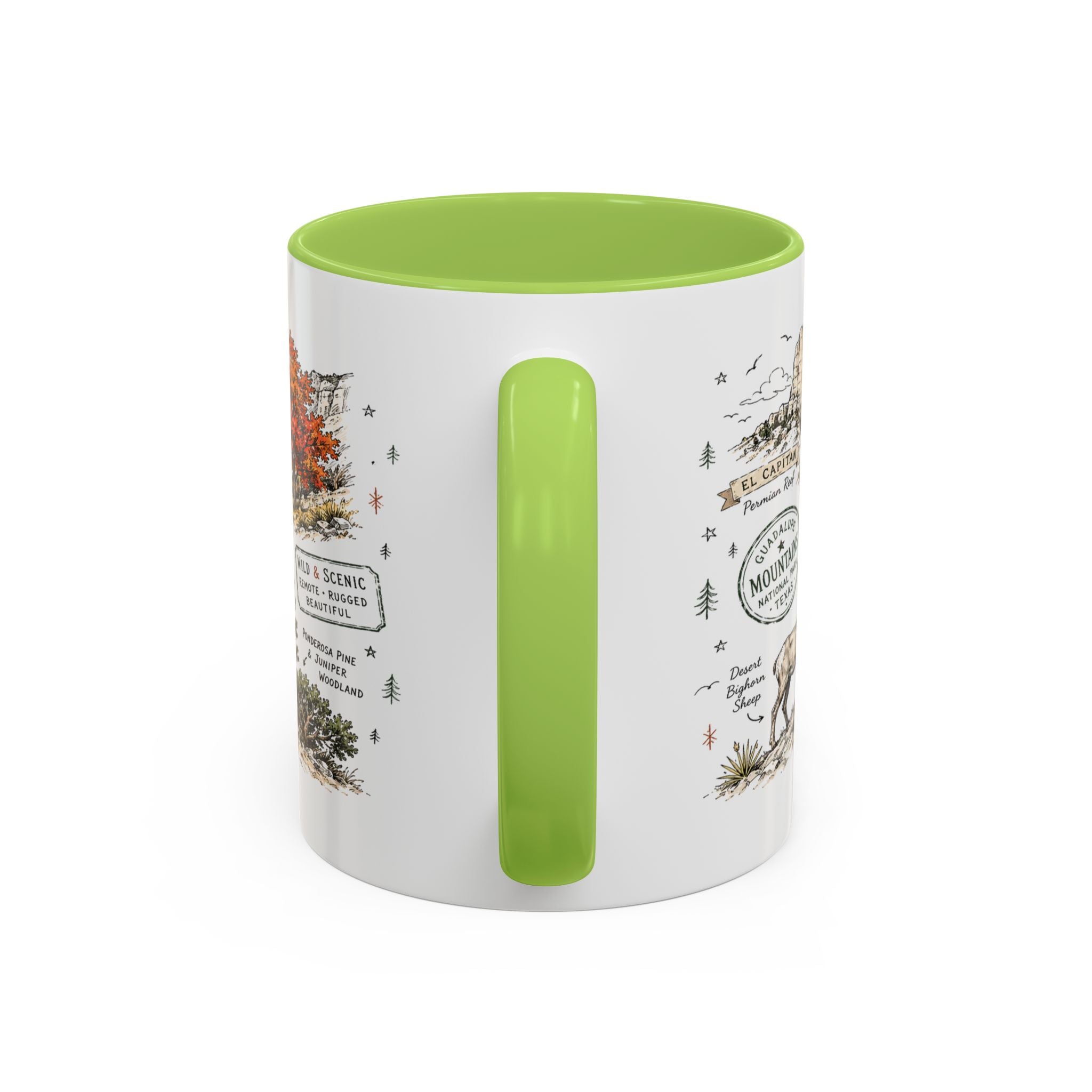 Guadalupe Mountains National Park Coffee Mug | Texas Desert Peaks Hiking Gift | Accent Color Ceramic 11oz 15oz