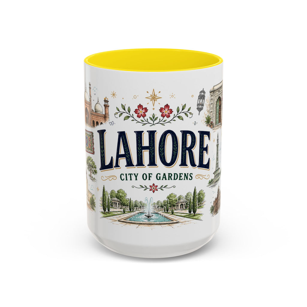 Lahore Coffee Mug | Pakistan Souvenir Travel Gift | Accent Color Ceramic 11oz 15oz