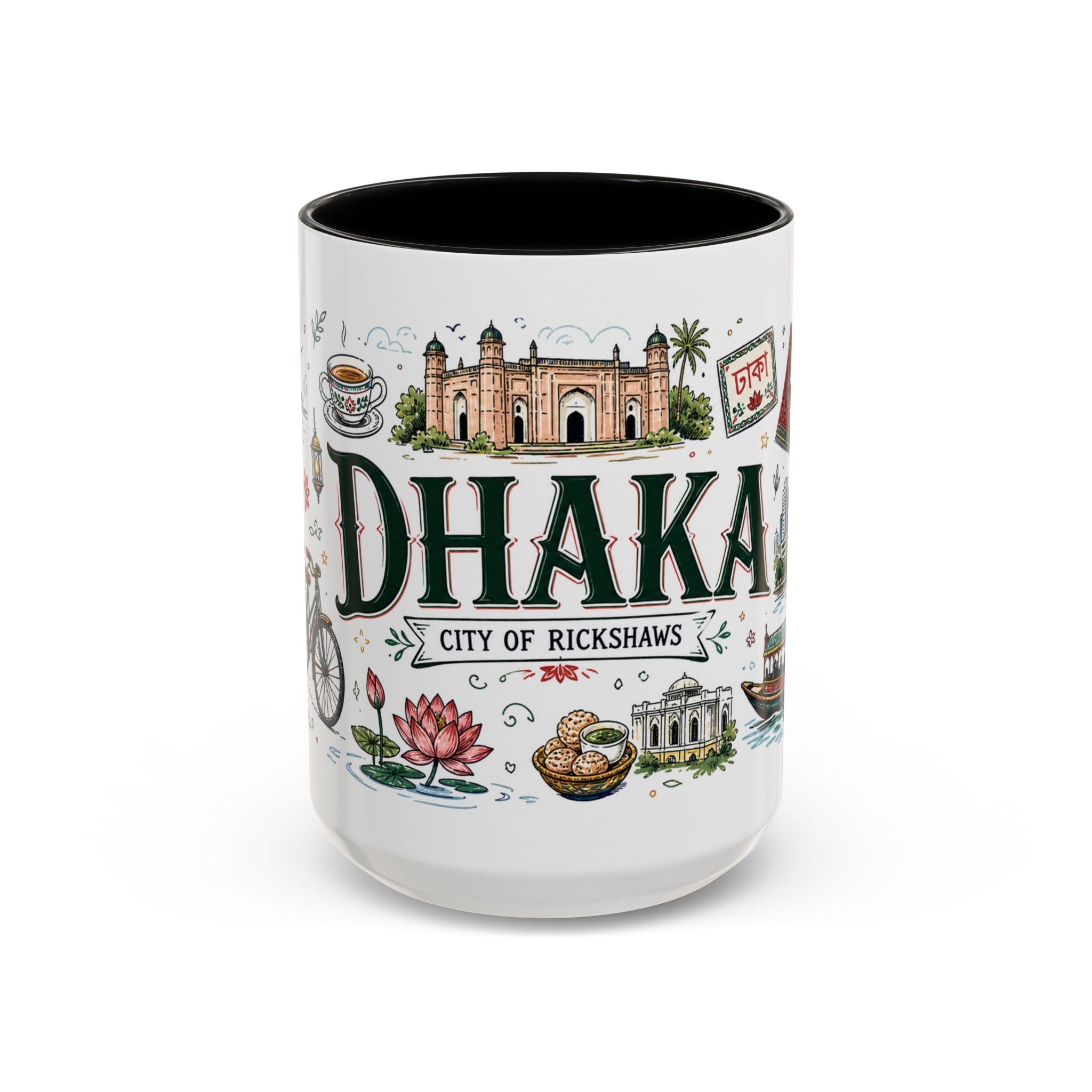 Dhaka Coffee Mug | Bangladesh Souvenir Travel Gift | Accent Color Ceramic 11oz 15oz