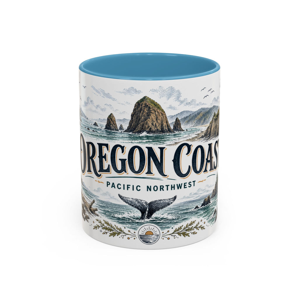 Oregon Coast Mug, Pacific Northwest Travel Souvenir, Bucket List Gift, Accent Ceramic Coffee Mug 11oz 15oz
