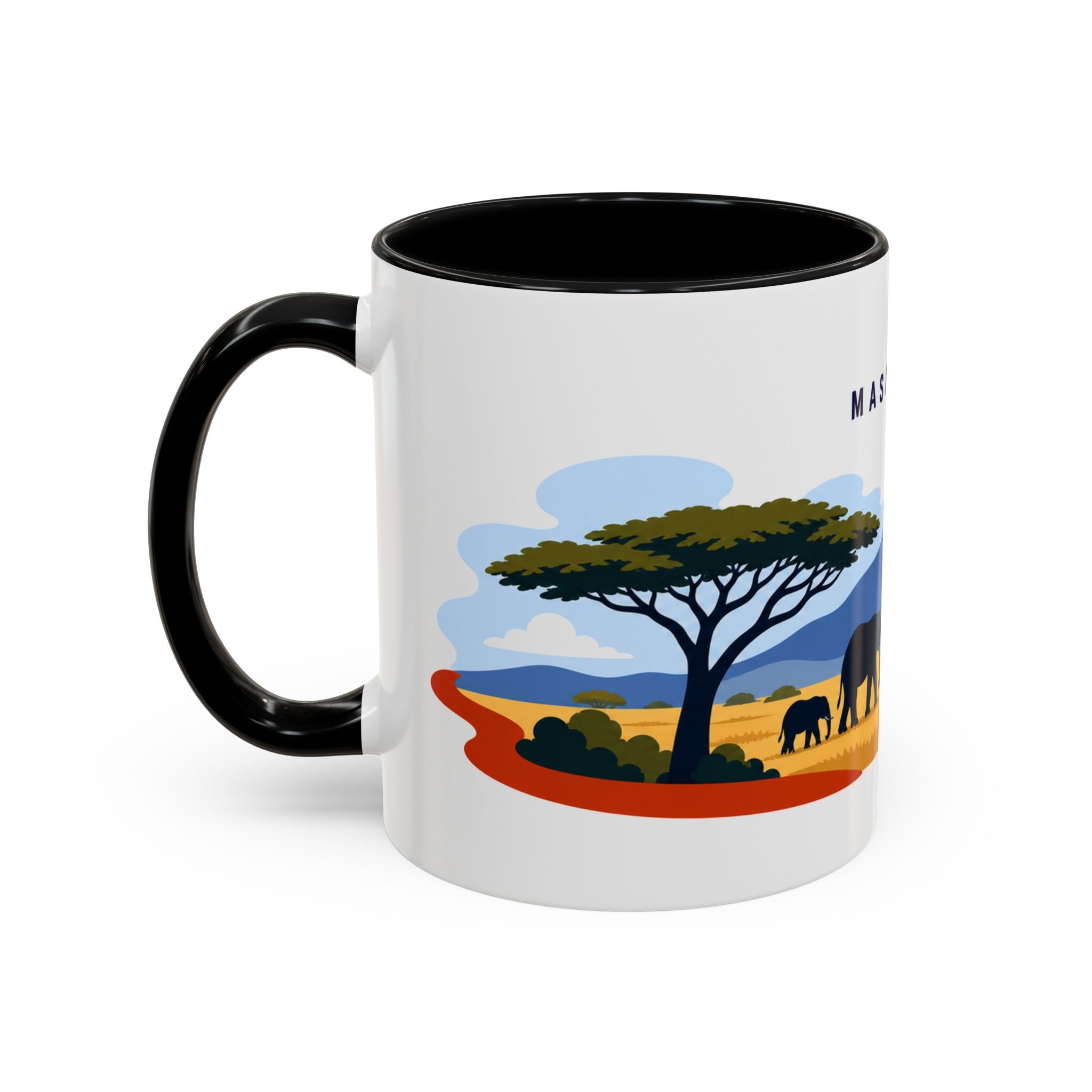 Masai Mara Coffee Mug | Travel Destination Souvenir Gift | Accent Color Ceramic 11oz 15oz