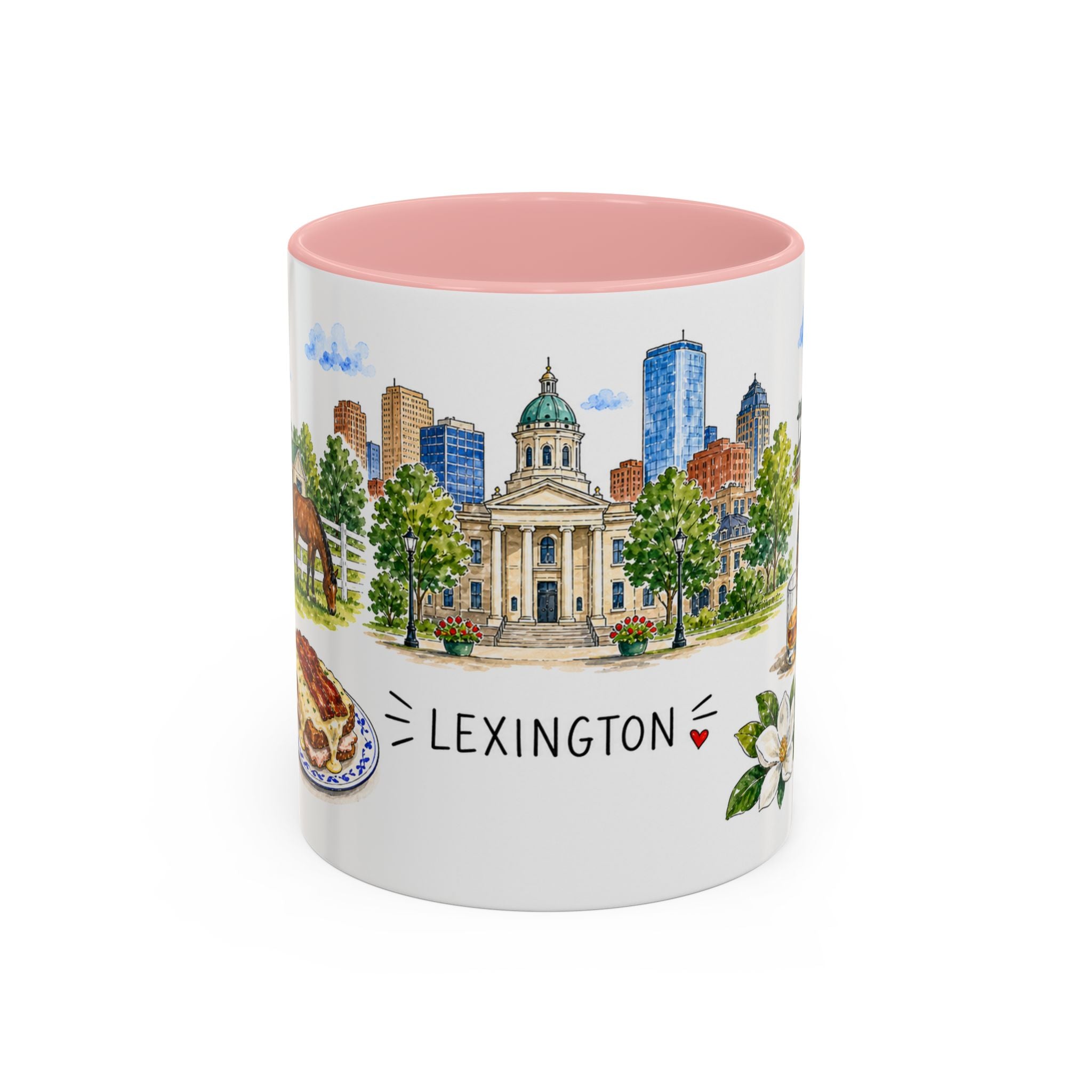 Lexington Illustrated Travel Mug | City Souvenir Accent Coffee Mug | 11oz 15oz Ceramic Cup