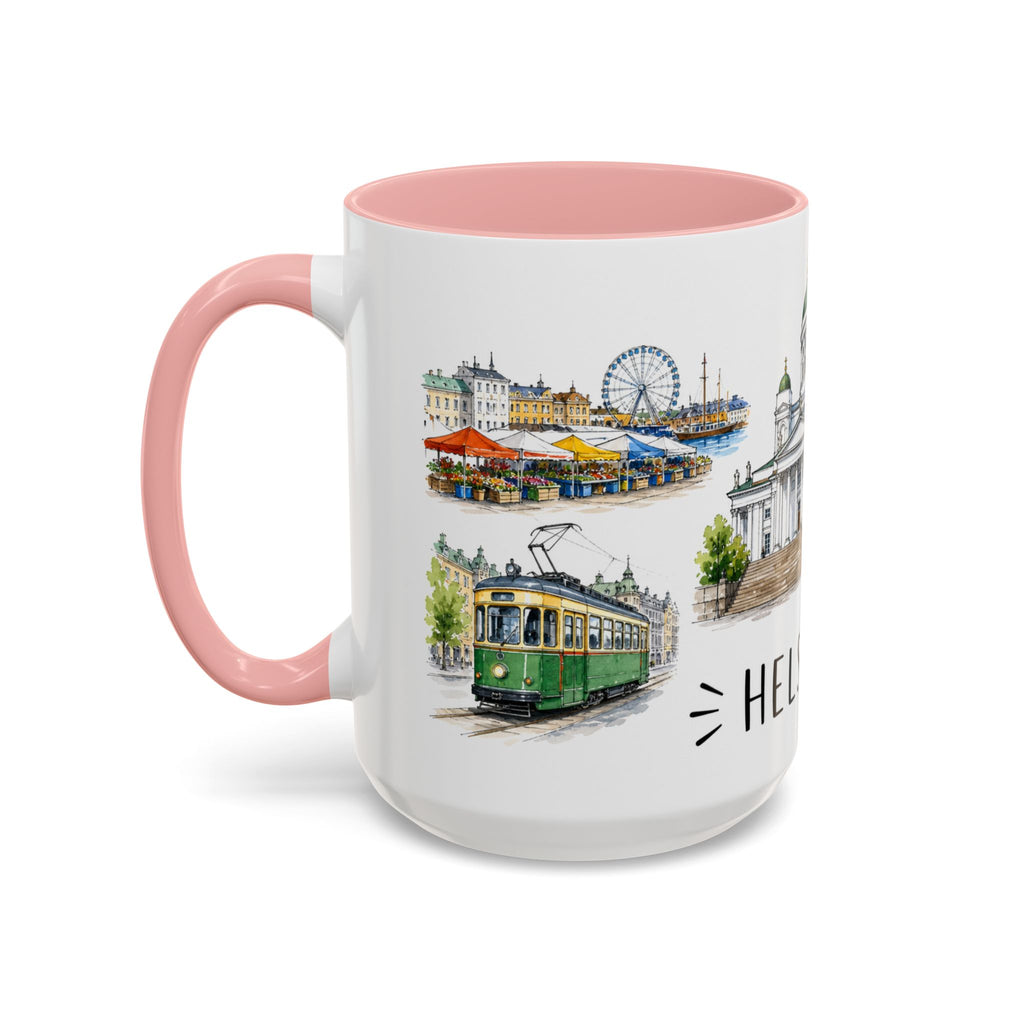Helsinki Illustrated Travel Mug | City Souvenir Accent Coffee Mug | 11oz 15oz Ceramic Cup