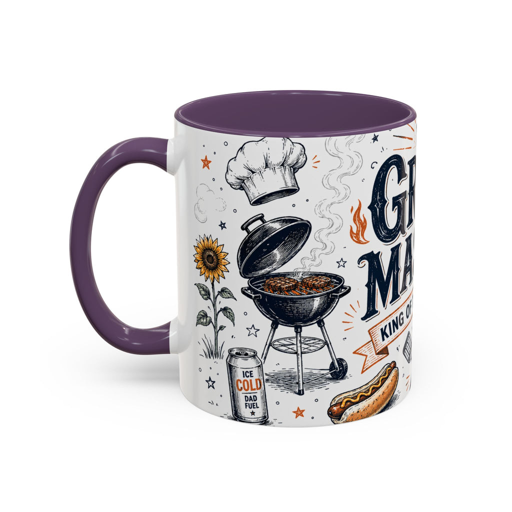 Grill Master Coffee Mug | Father's Day Gift for Dad | Accent Color Ceramic 11oz 15oz