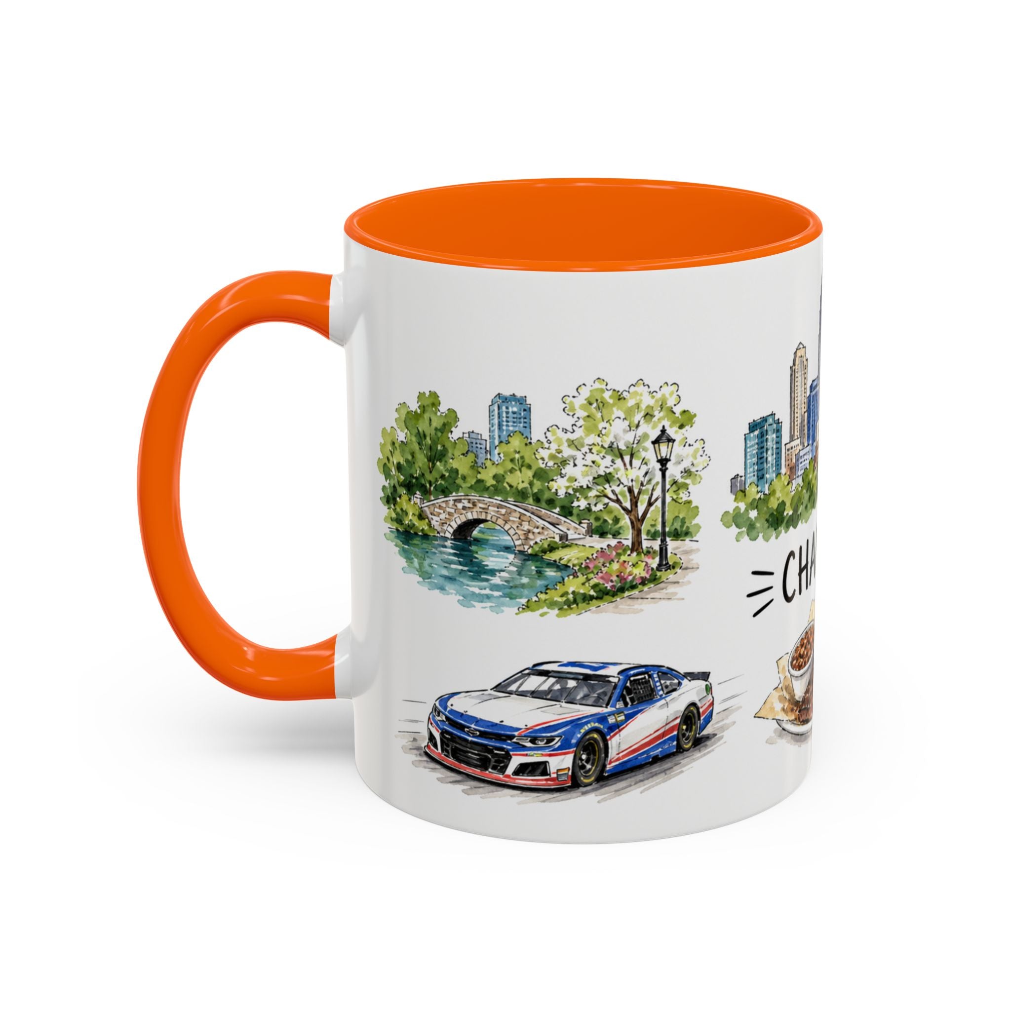 Charlotte Illustrated Travel Mug | City Souvenir Accent Coffee Mug | 11oz 15oz Ceramic Cup