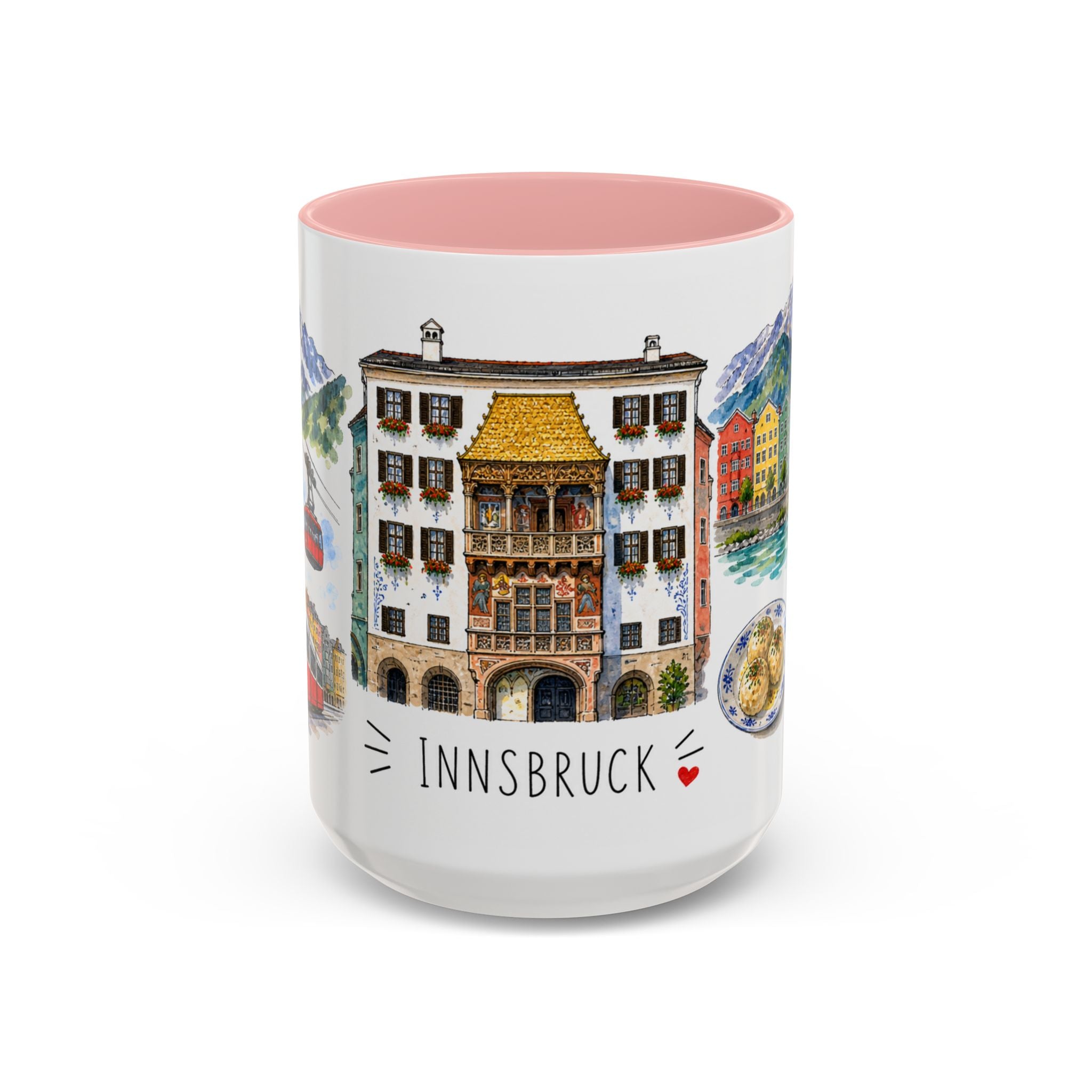 Innsbruck Illustrated Travel Mug | City Souvenir Accent Coffee Mug | 11oz 15oz Ceramic Cup