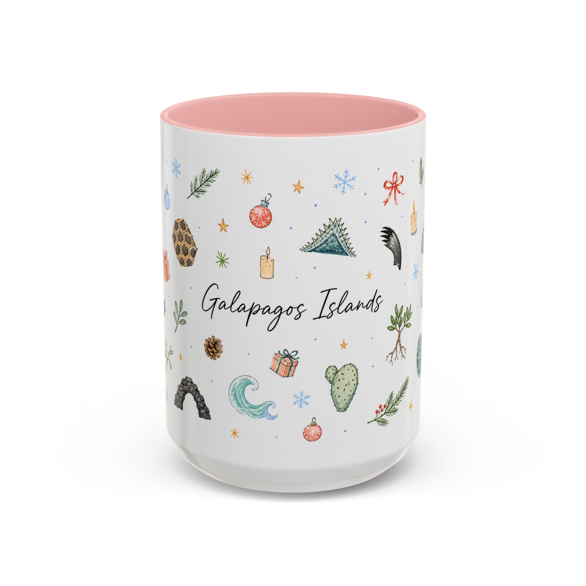 Galapagos Islands Christmas Mug | Watercolor Travel Souvenir | Holiday Gift | Accent Ceramic Coffee Cup 11oz 15oz