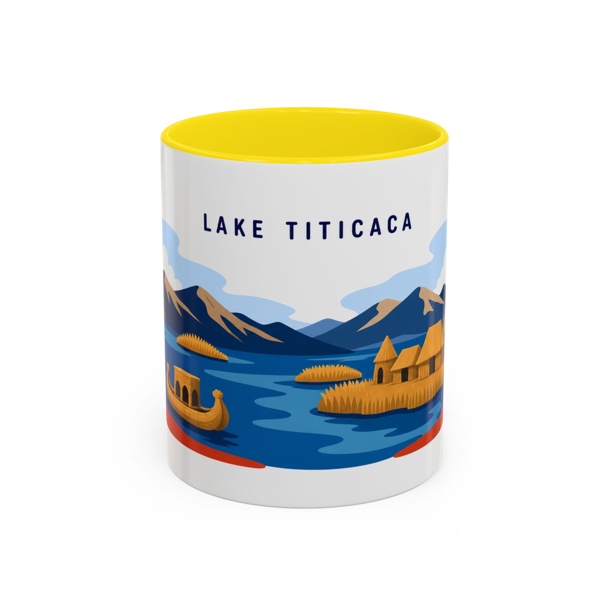 Lake Titicaca Coffee Mug | Travel Destination Souvenir Gift | Accent Color Ceramic 11oz 15oz