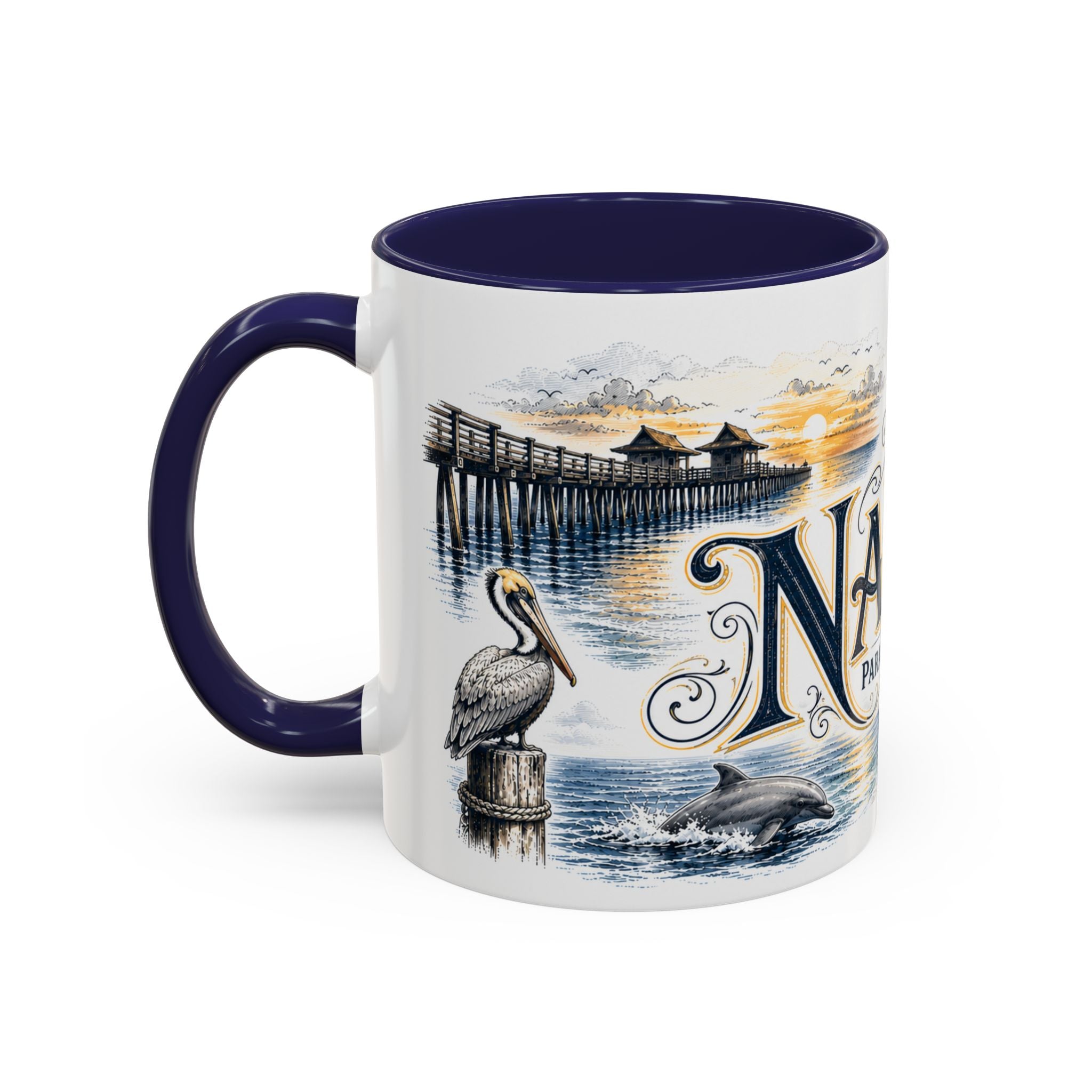 Naples Coffee Mug | United States Travel Souvenir | Vintage Illustrated City Gift | 11 oz 15 oz Accent Mug