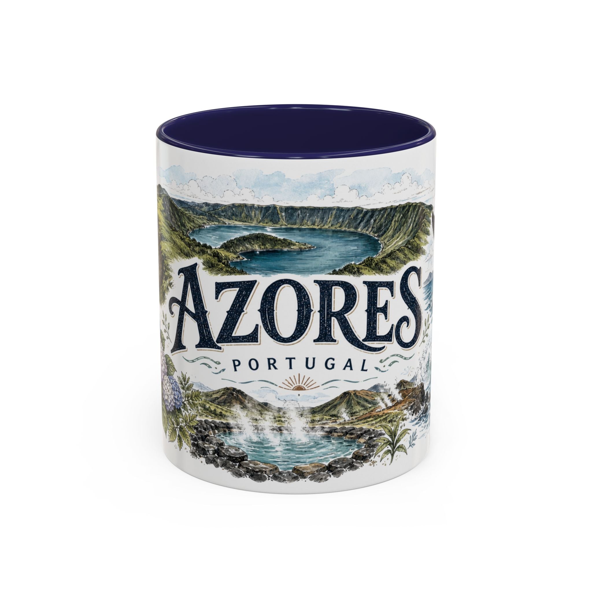 Azores Mug, Portugal Travel Souvenir, Bucket List Gift, Accent Ceramic Coffee Mug 11oz 15oz