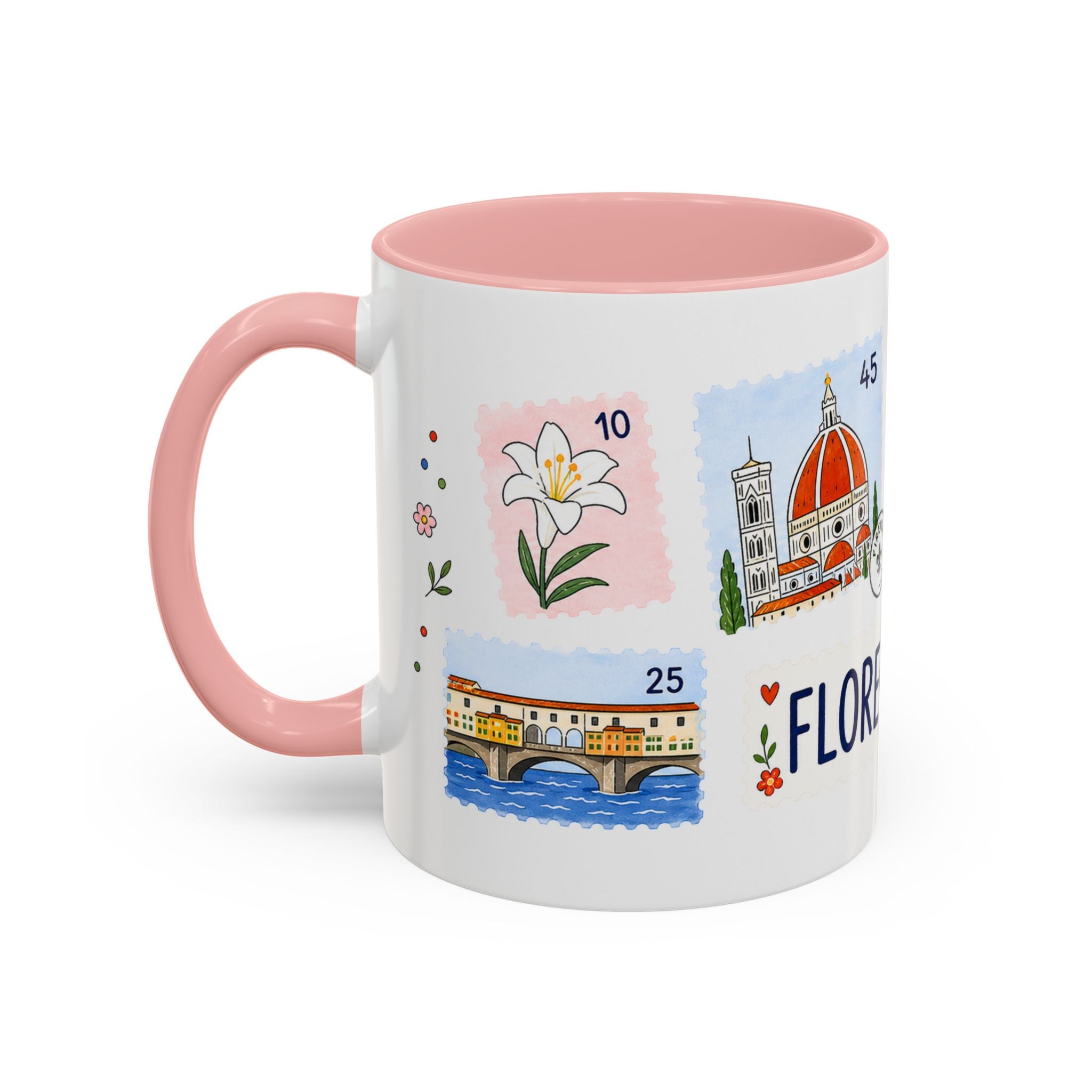 Florence Coffee Mug | Postage Stamp Collage Mug | Travel Souvenir Accent Cup 11oz 15oz