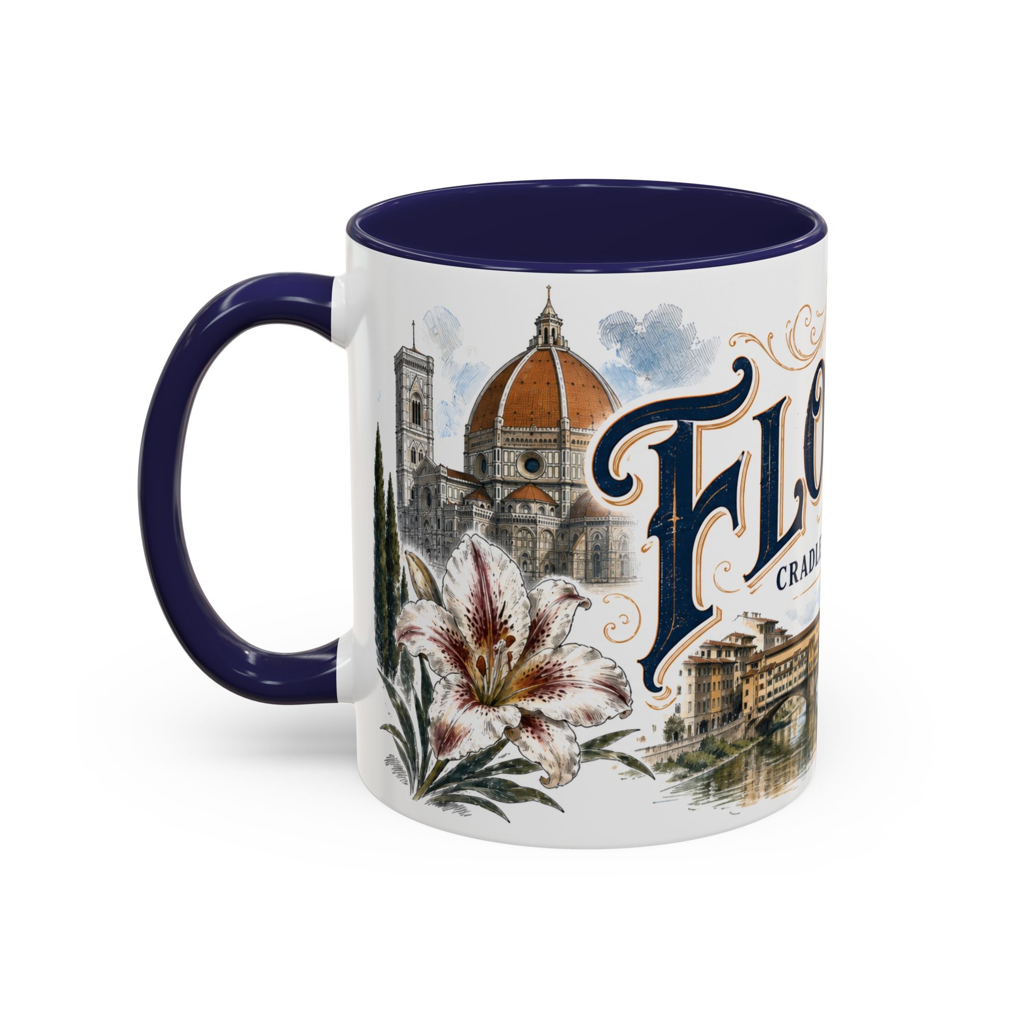 Florence Coffee Mug | Italy Travel Souvenir | Vintage Illustrated City Gift | 11 oz 15 oz Accent Mug