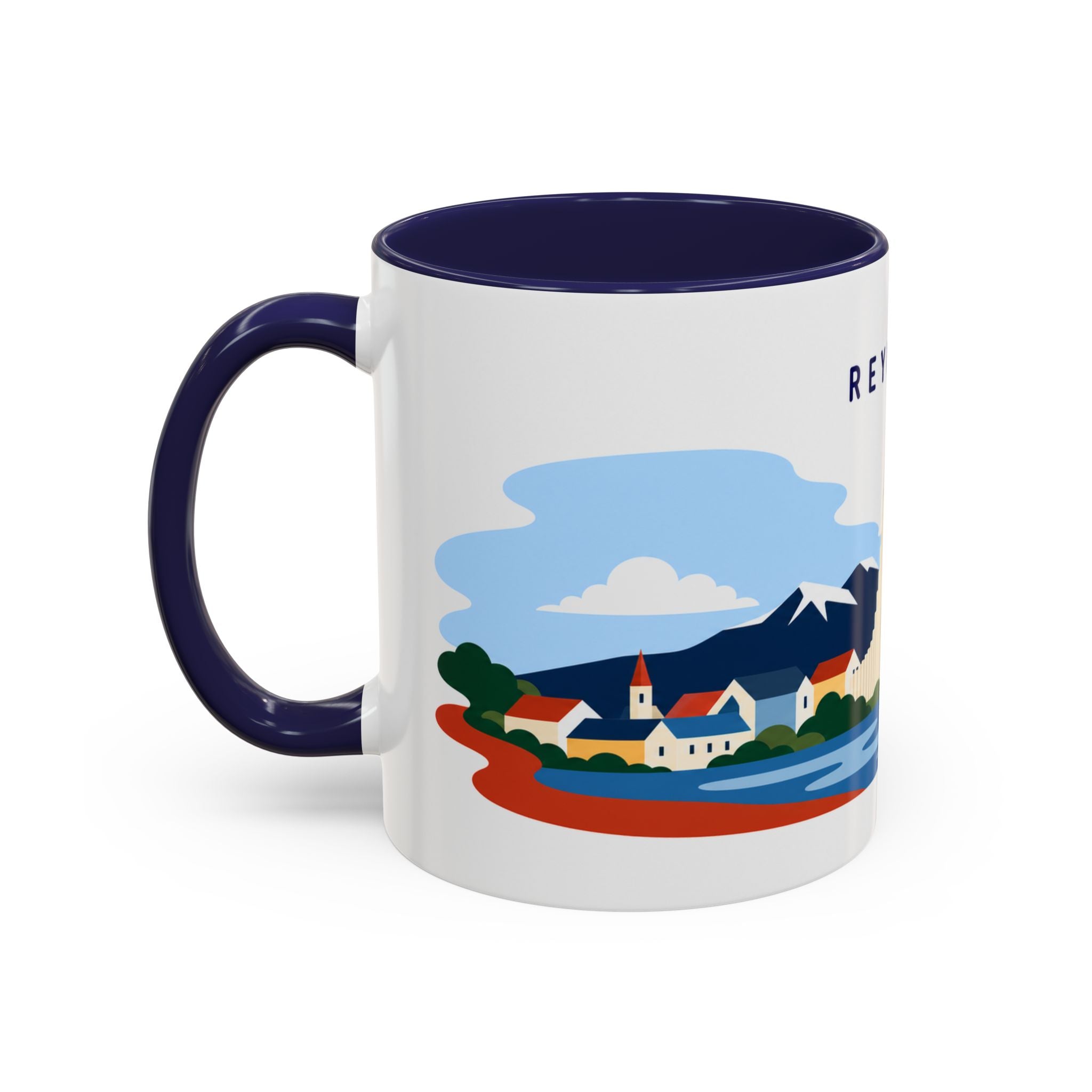 Reykjavik Coffee Mug | Travel Destination Souvenir Gift | Accent Color Ceramic 11oz 15oz
