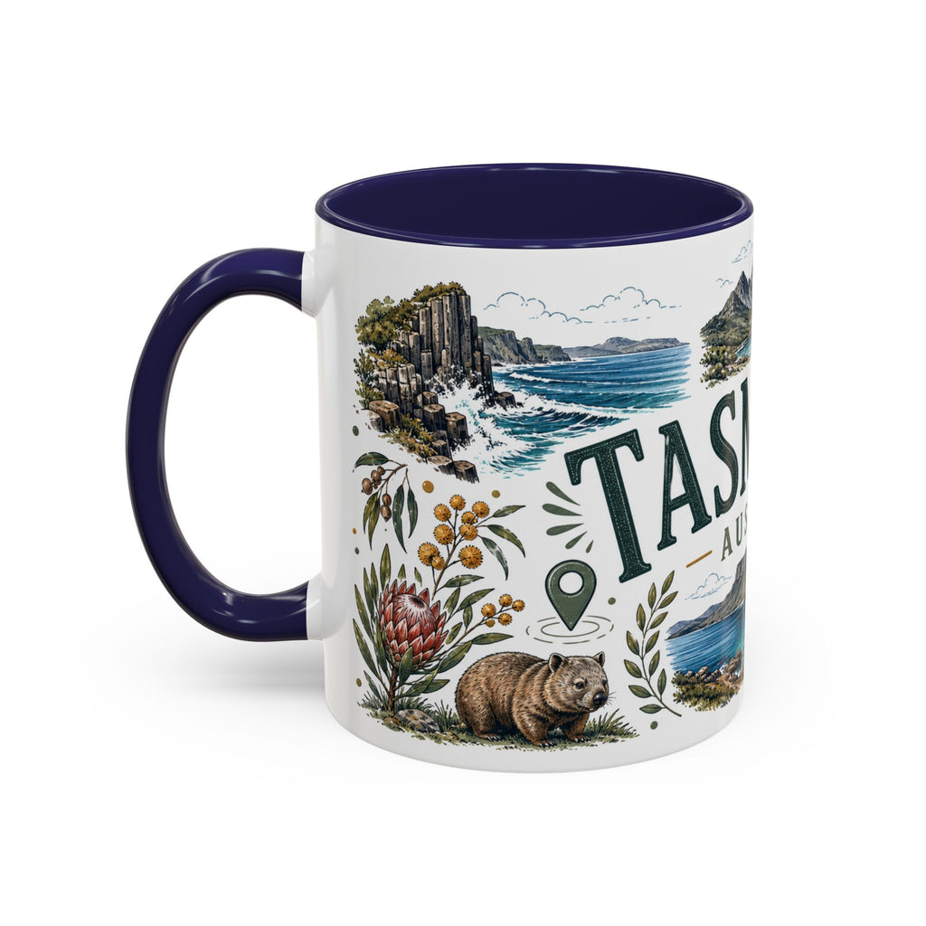 Tasmania Coffee Mug | Travel Destination Souvenir Gift | Accent Color Ceramic 11oz 15oz