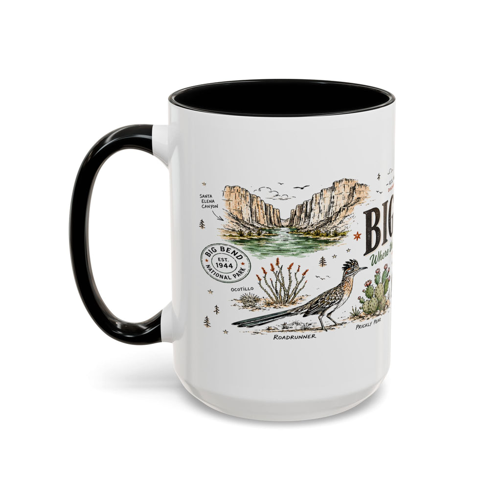 Big Bend National Park Coffee Mug | Texas Desert River Canyon Hiking Gift | Accent Color Ceramic 11oz 15oz