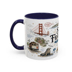 San Francisco Coffee Mug | California Souvenir Travel Gift | Accent Color Ceramic 11oz 15oz