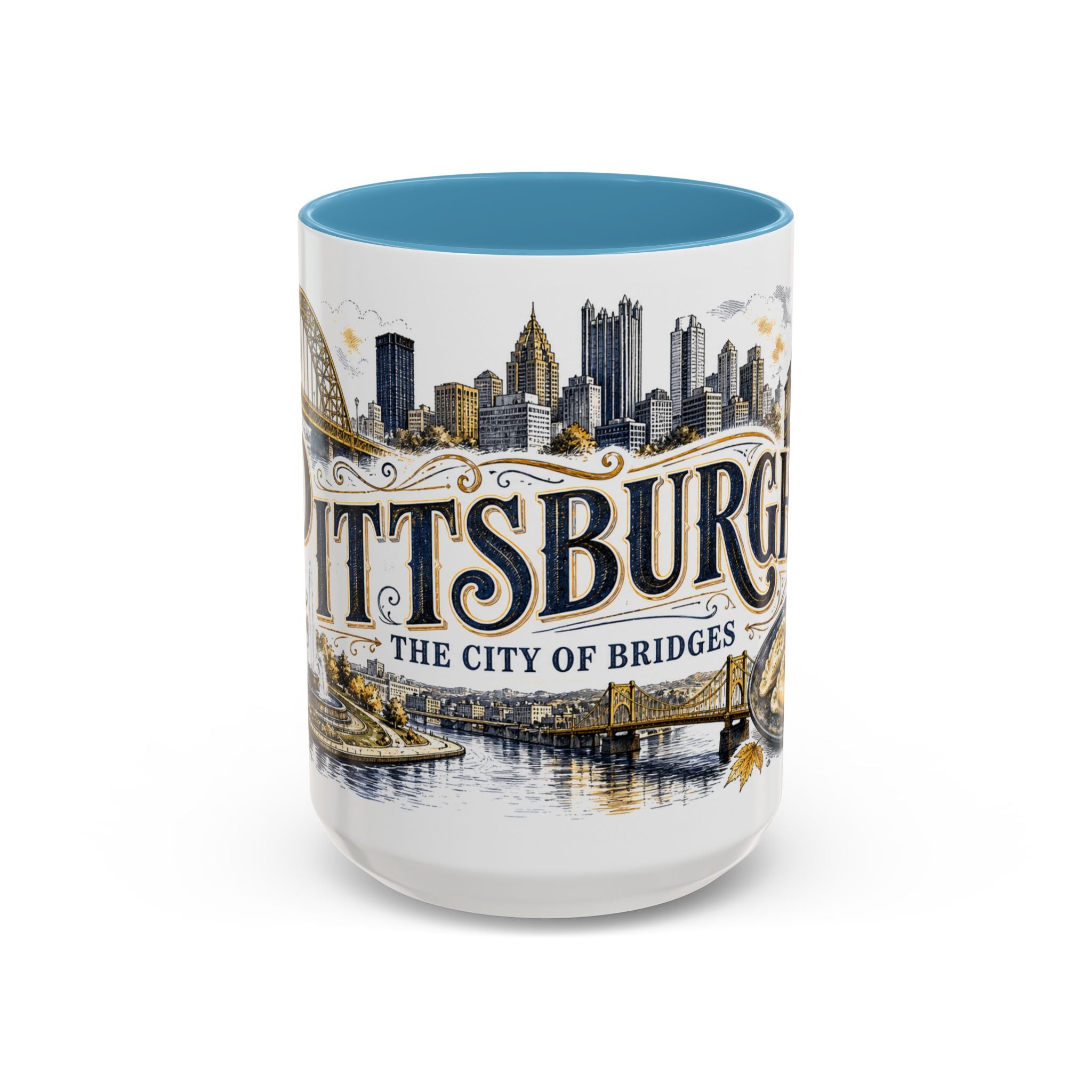Pittsburgh Coffee Mug | United States Travel Souvenir | Vintage Illustrated City Gift | 11 oz 15 oz Accent Mug