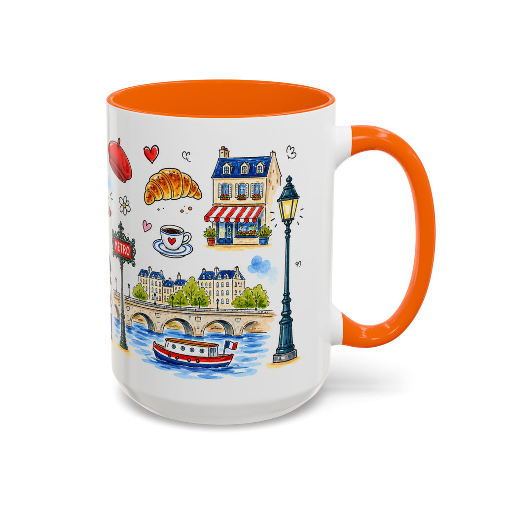 Paris Travel Mug | European City Souvenir Accent Coffee Mug | 11oz 15oz Ceramic Cup