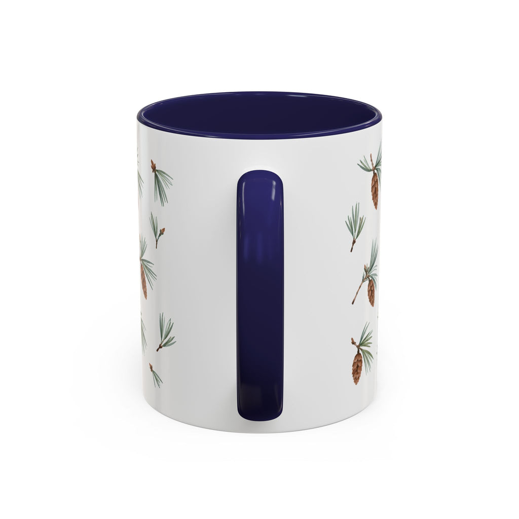 Maine White Pine Cone and Tassel Mug, State Flower Floral Coffee Cup, 11oz Botanical Gift