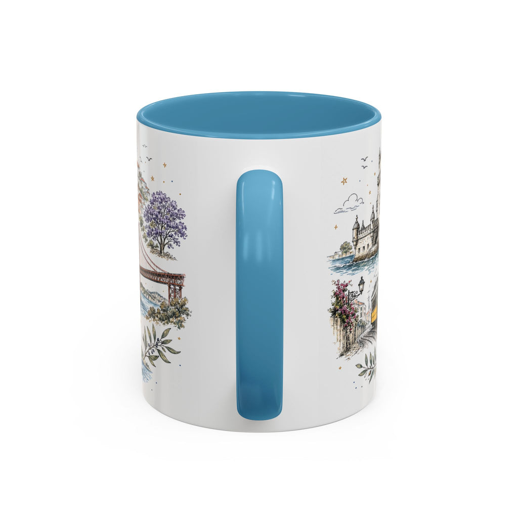 Lisbon Coffee Mug | Portugal Travel Souvenir | Vintage Illustrated City Gift | 11 oz 15 oz Accent Mug