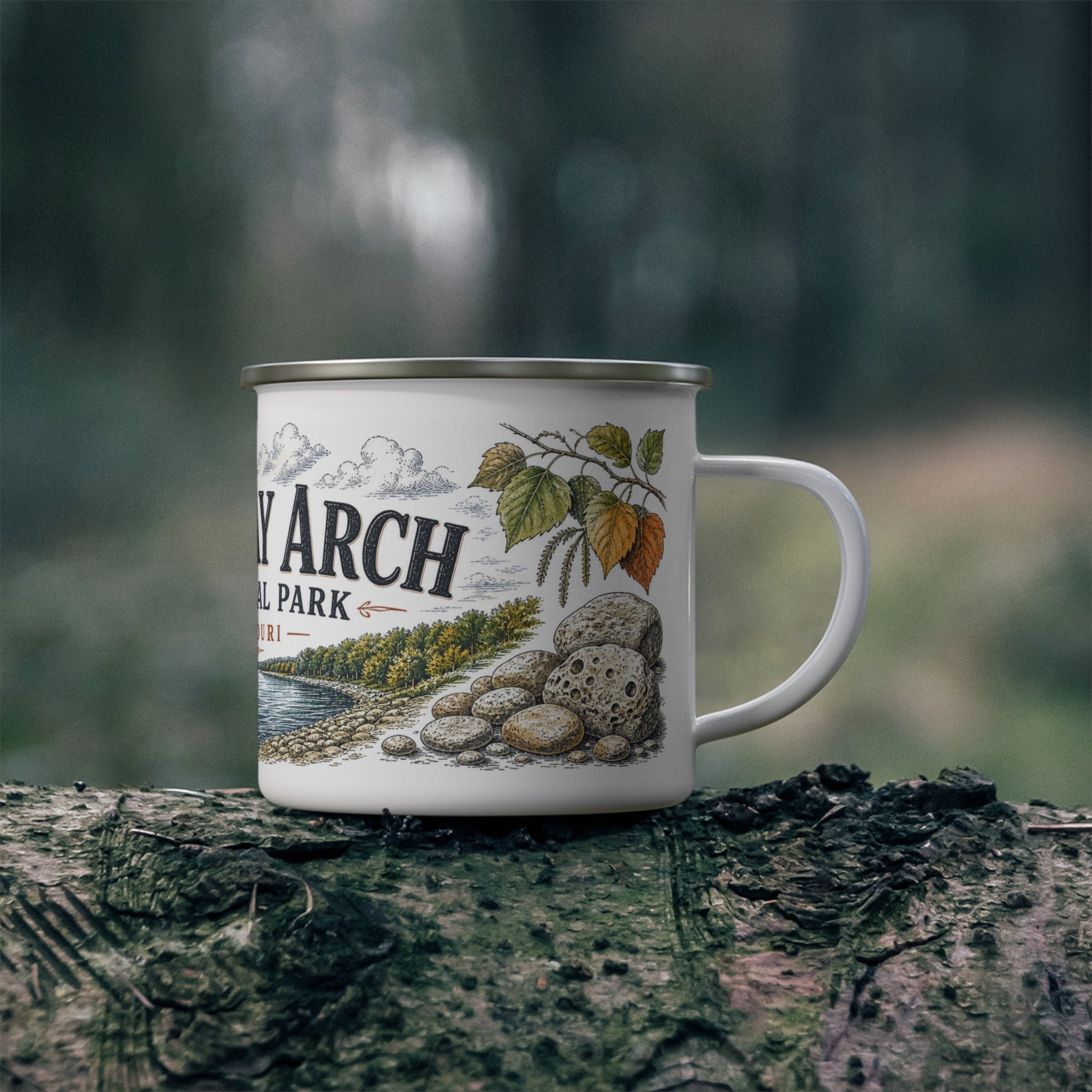 Gateway Arch National Park Vintage Enamel Camping Mug | 12oz National Park Hiking Gift
