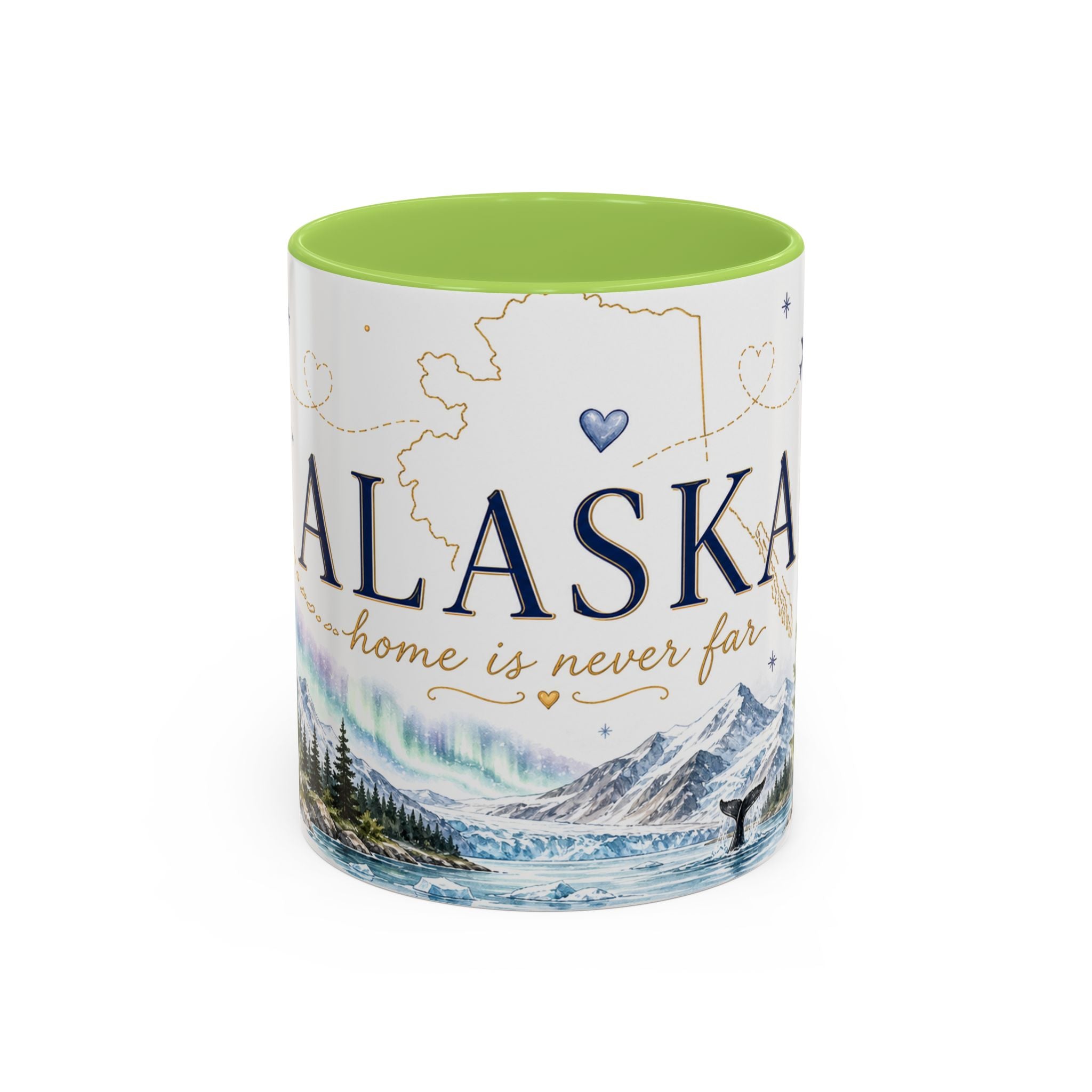 Alaska State Map Mug | Northern Lights, Mountains, Glaciers | Moving Away Gift